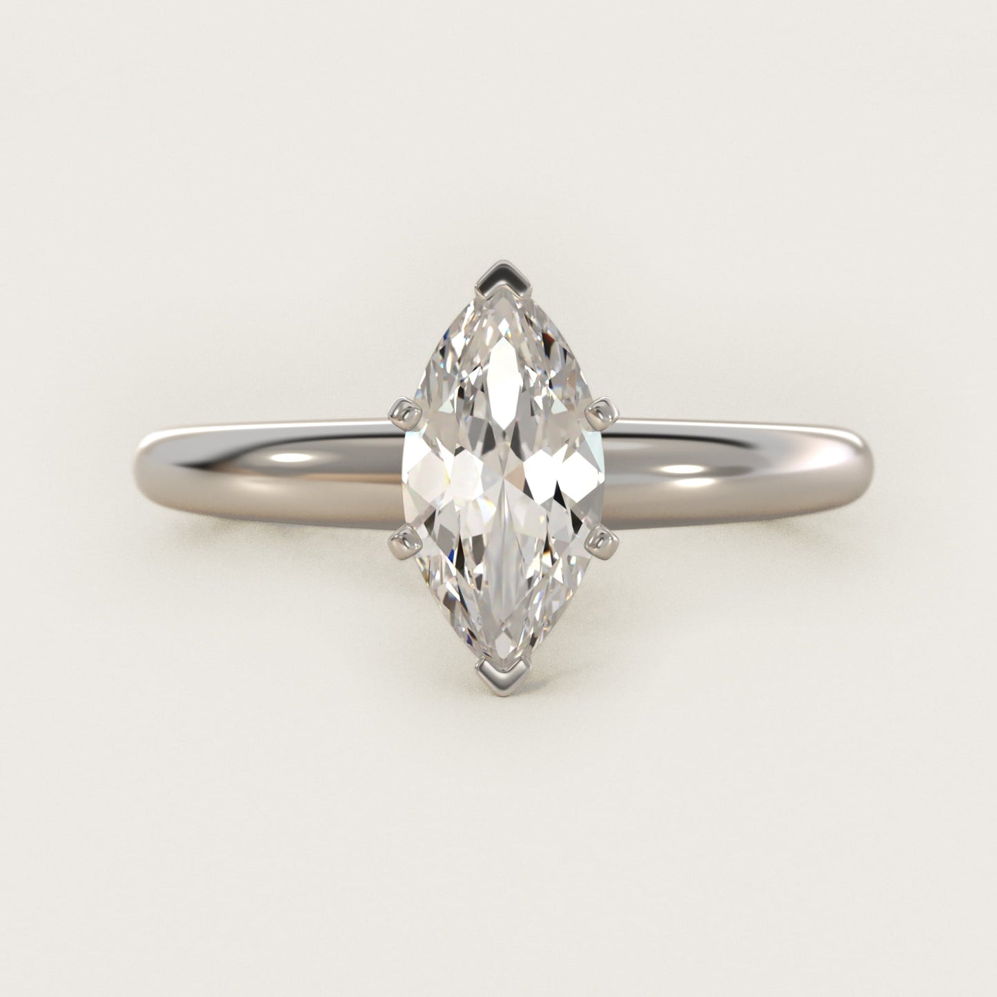 Classic Simple Solitaire Engagement Ring in Platinum - Marquise Center