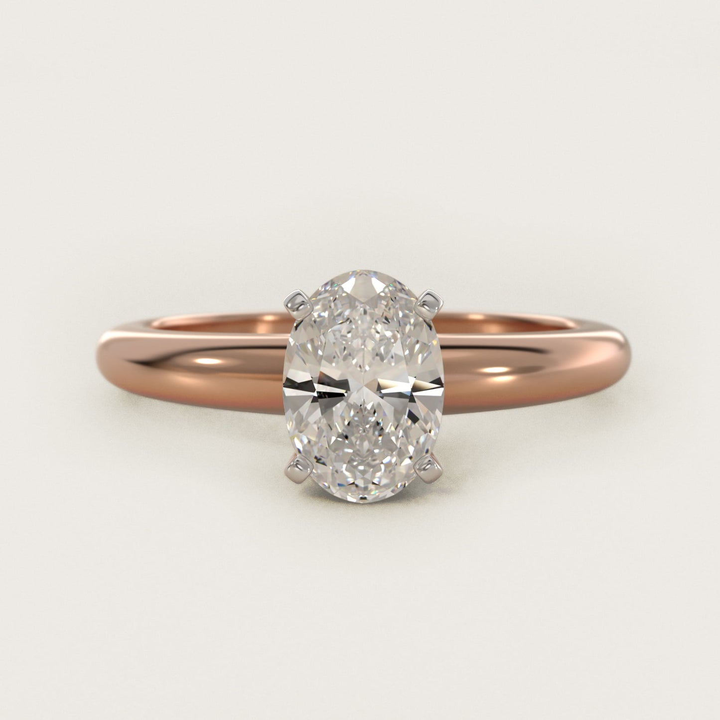 Classic Simple Solitaire Engagement Ring in 14k Rose Gold - Oval Center