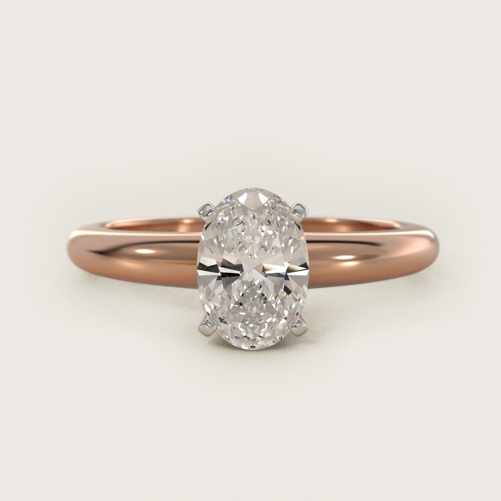 Classic Simple Solitaire Engagement Ring in 14k Rose Gold - Oval Center