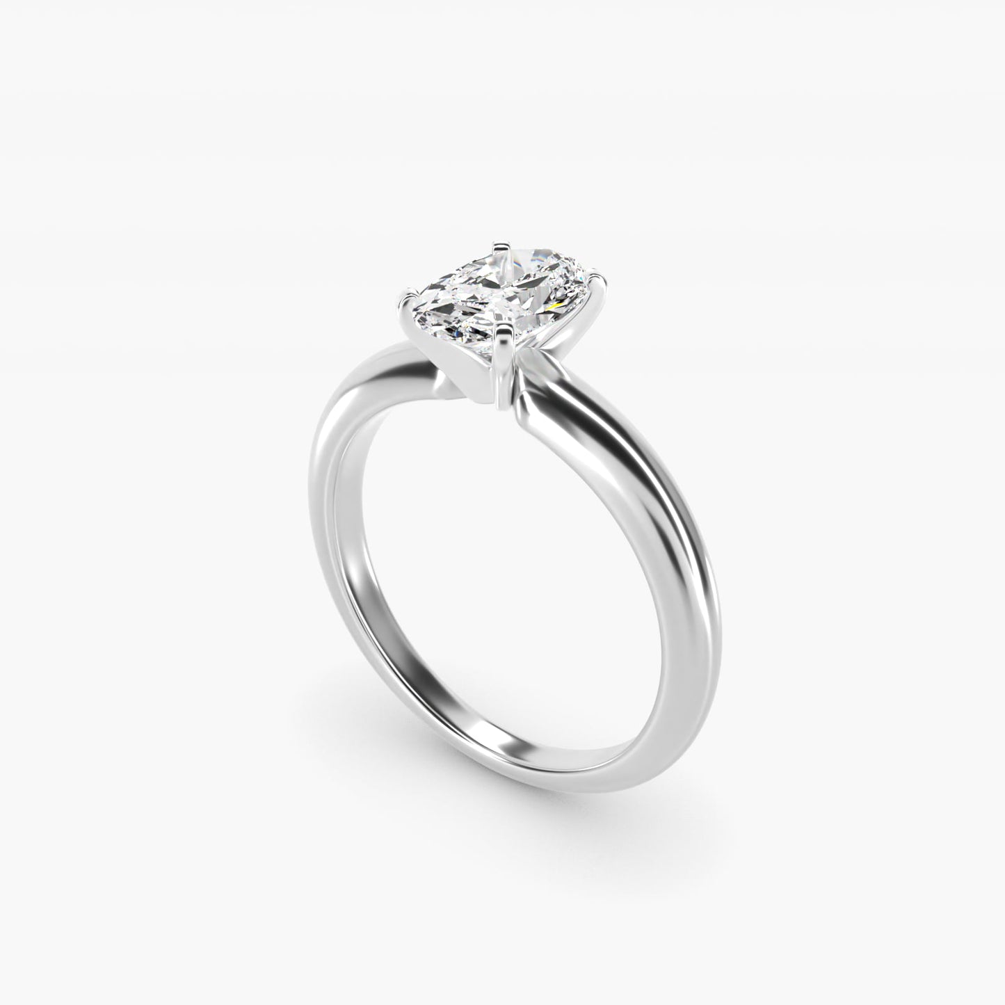 Classic Simple Solitaire Engagement Ring in 18k White Gold - Oval Center