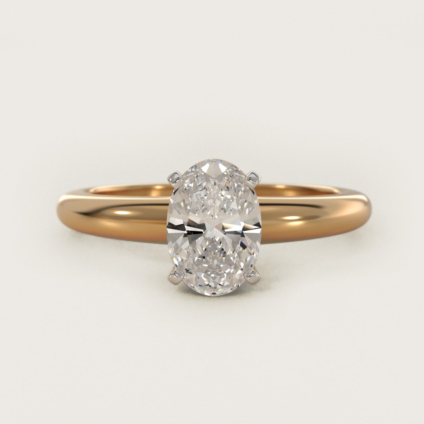 Classic Simple Solitaire Engagement Ring in 18k Yellow Gold - Oval Center