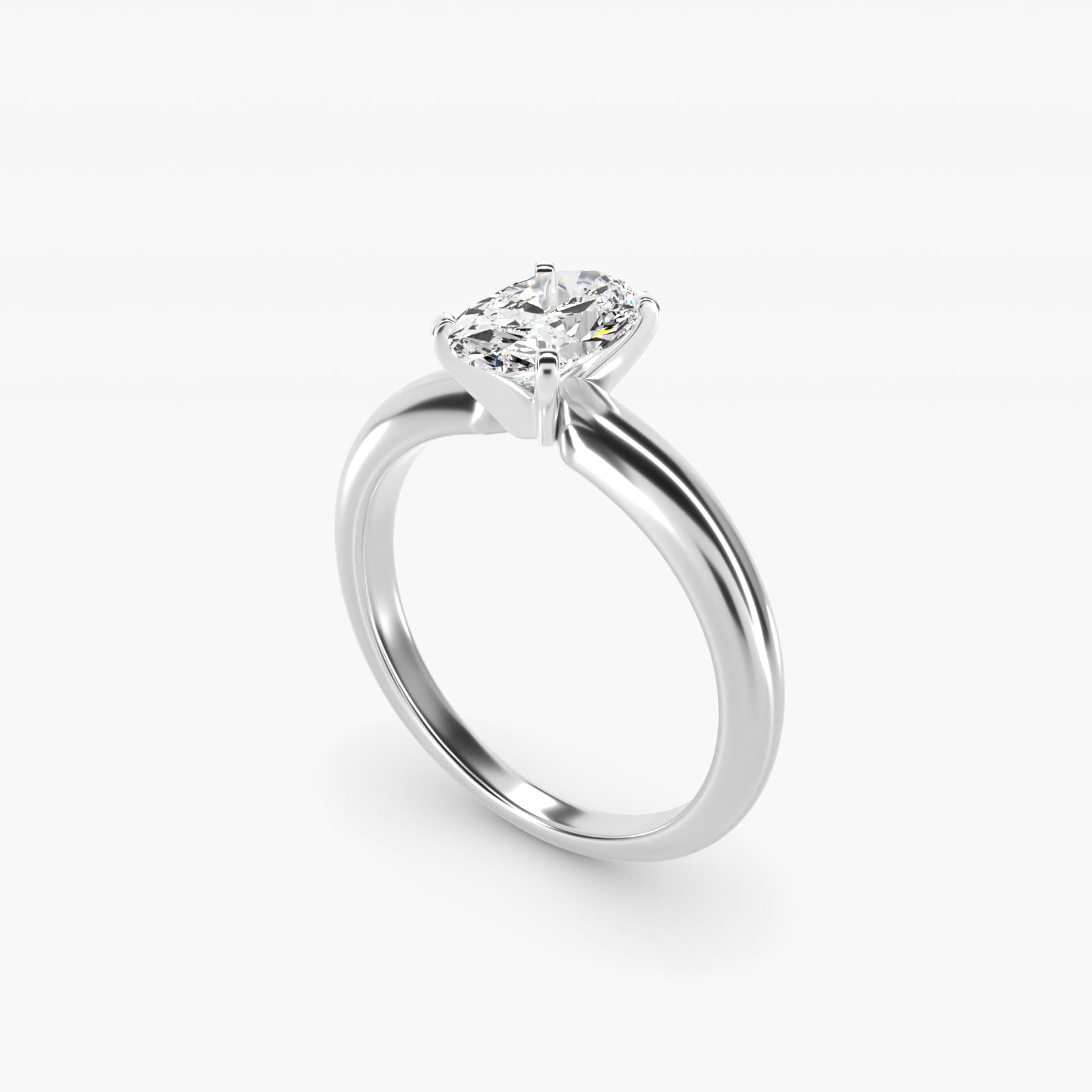 Classic Simple Solitaire Engagement Ring in Platinum - Oval Center