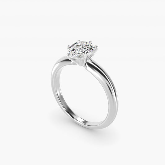 Classic Simple Solitaire Engagement Ring in 14k White Gold - Pear Center