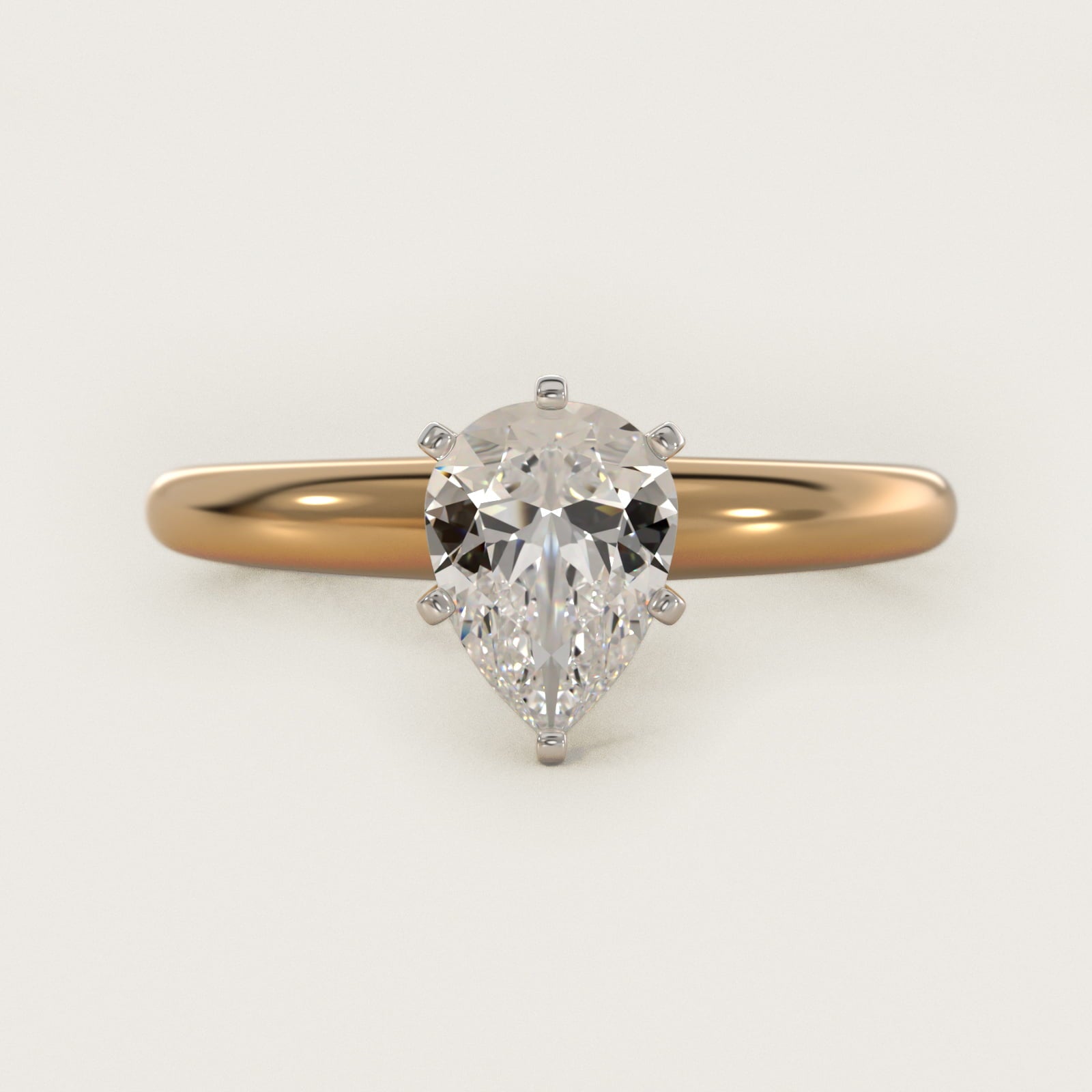 Classic Simple Solitaire Engagement Ring in 18k Yellow Gold - Pear Center