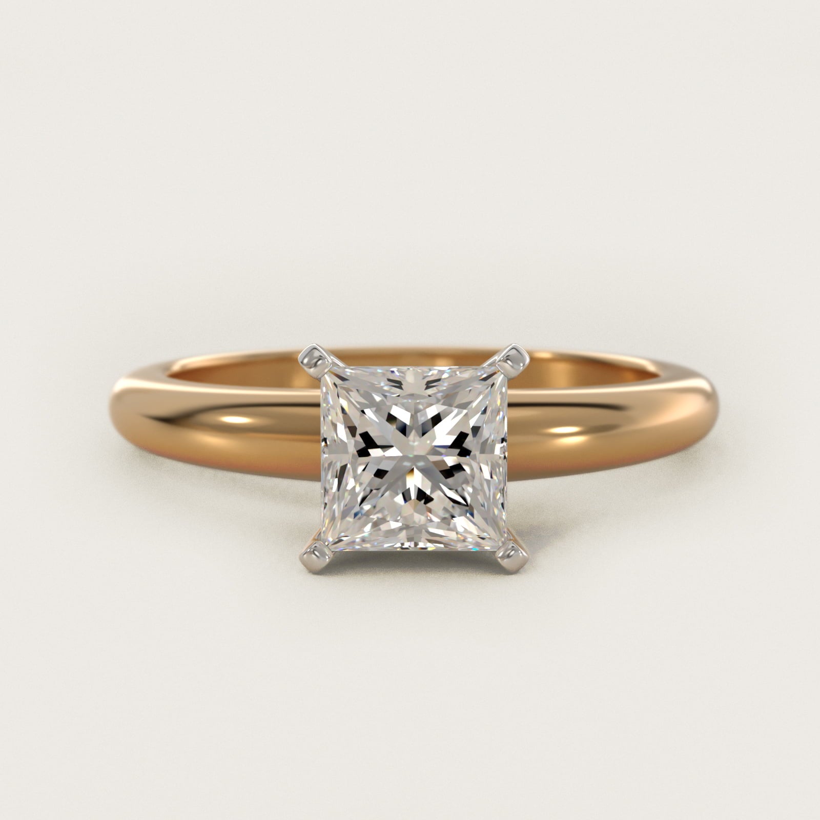 Classic Simple Solitaire Engagement Ring in 18k Yellow Gold - Princess Center
