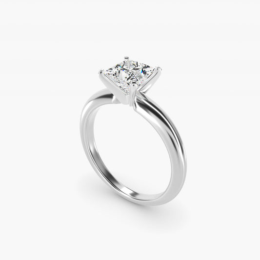 Classic Simple Solitaire Engagement Ring in Platinum - Princess Center