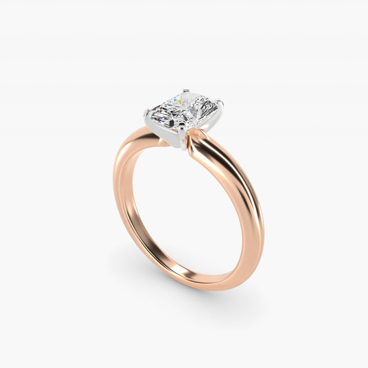 Classic Simple Solitaire Engagement Ring in 18k Rose Gold - Radiant Center