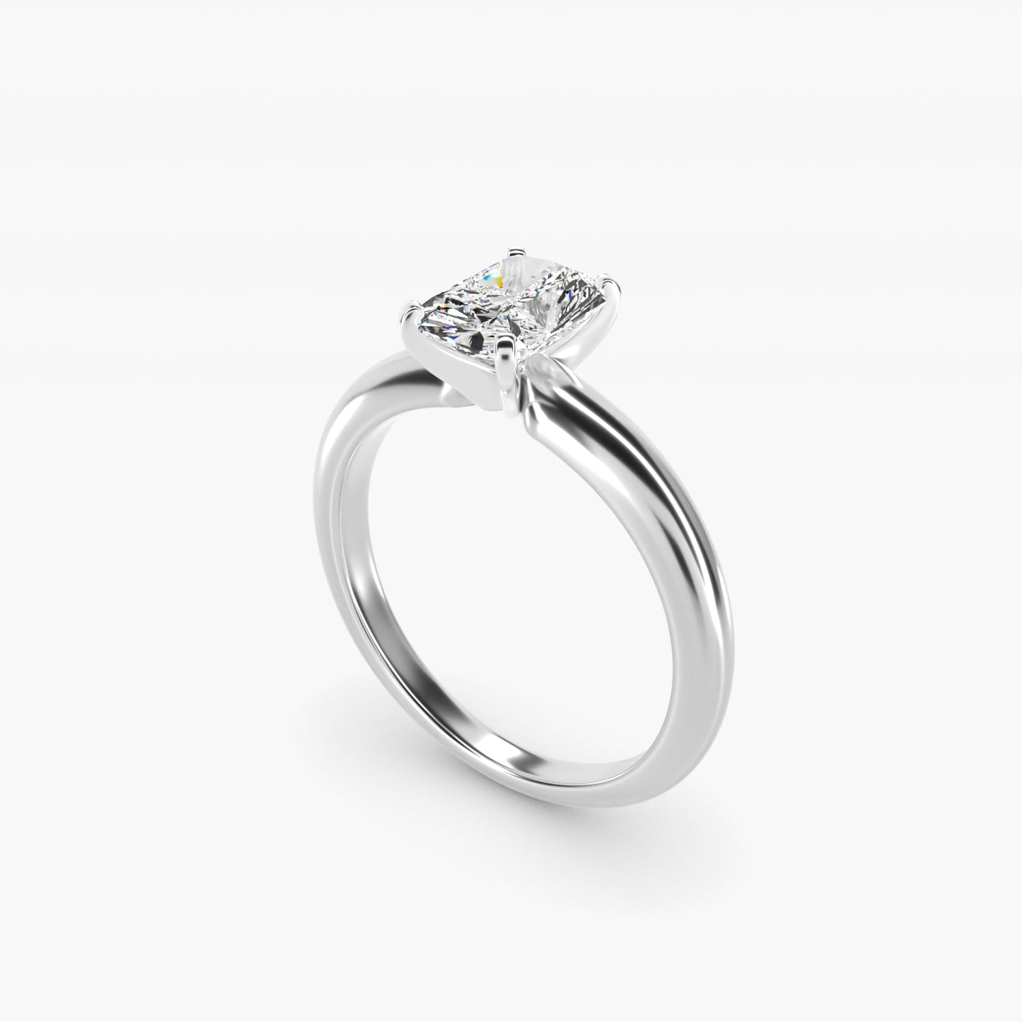Classic Simple Solitaire Engagement Ring in 14k White Gold - Radiant Center
