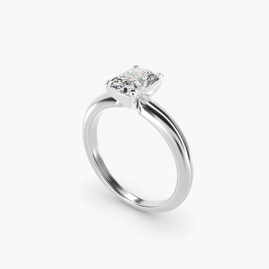 Classic Simple Solitaire Engagement Ring in 14k White Gold - Radiant Center