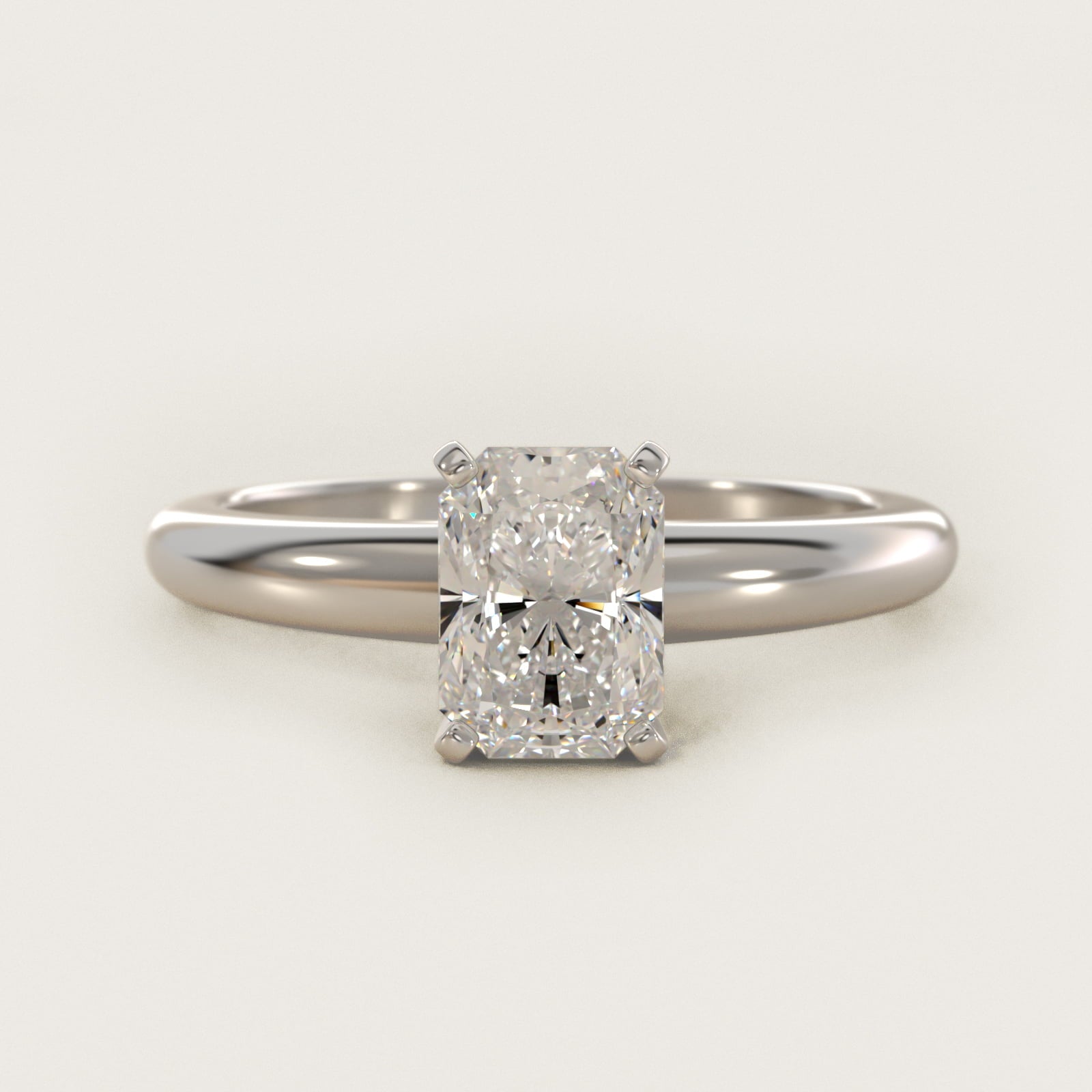 Classic Simple Solitaire Engagement Ring in 14k White Gold - Radiant Center