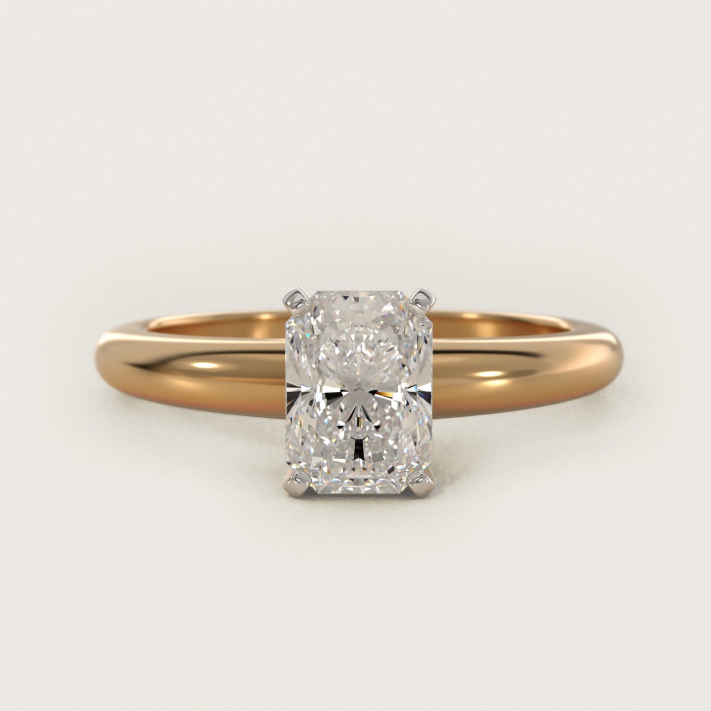 Classic Simple Solitaire Engagement Ring in 18k Yellow Gold - Radiant Center
