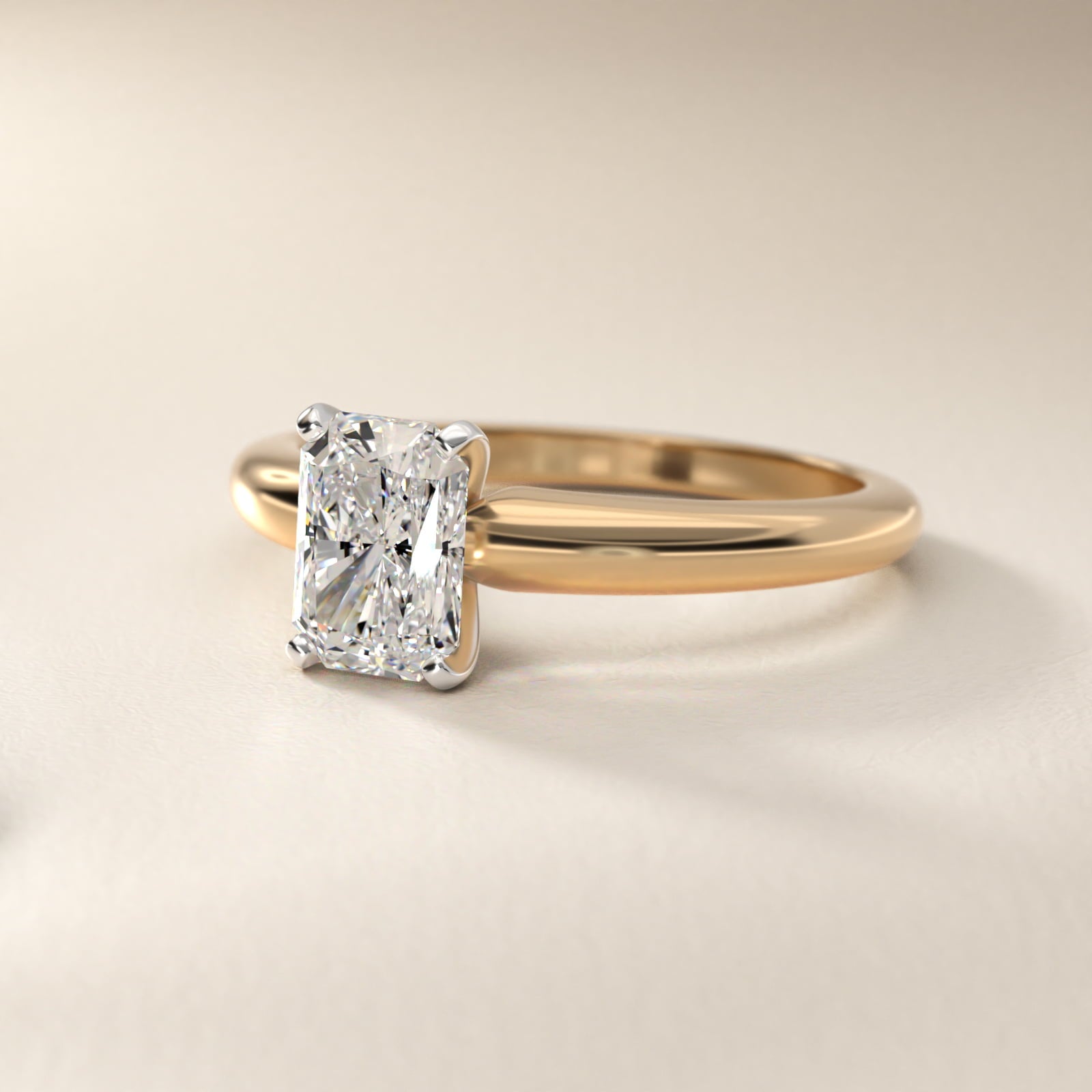 Classic Simple Solitaire Engagement Ring in 14K Yellow Gold - Radiant Center