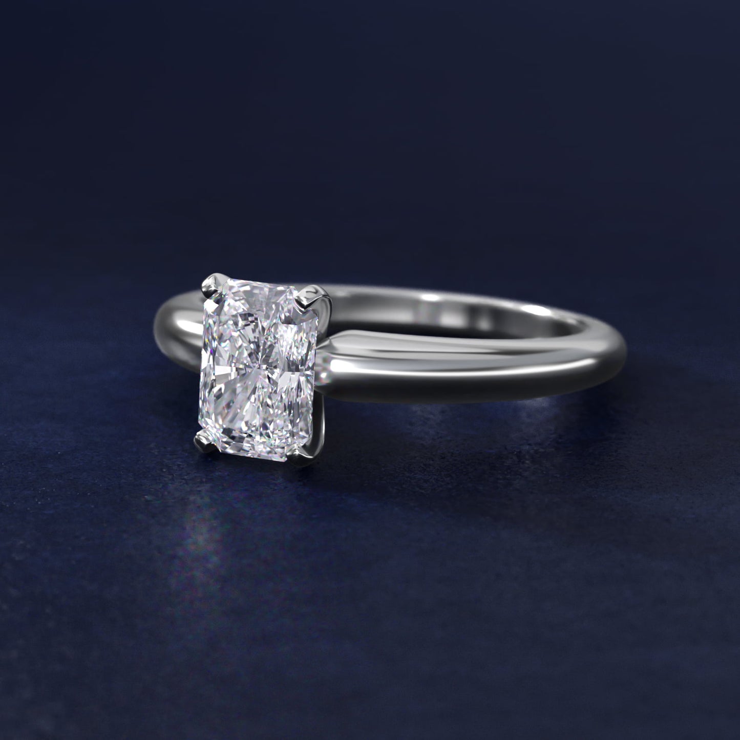 Classic Simple Solitaire Engagement Ring in Platinum - Radiant Center