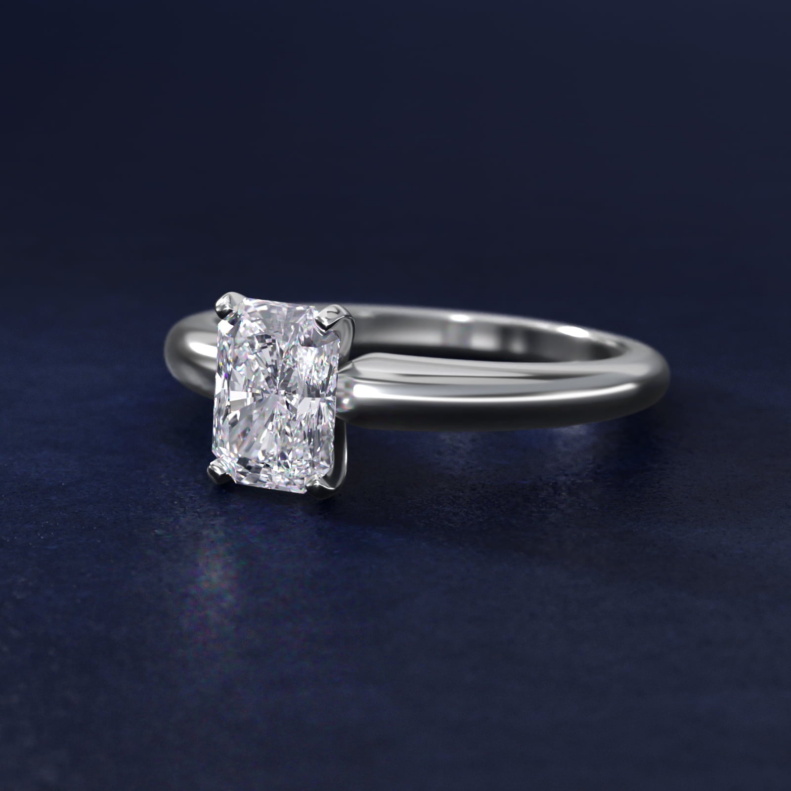 Classic Simple Solitaire Engagement Ring in Platinum - Radiant Center