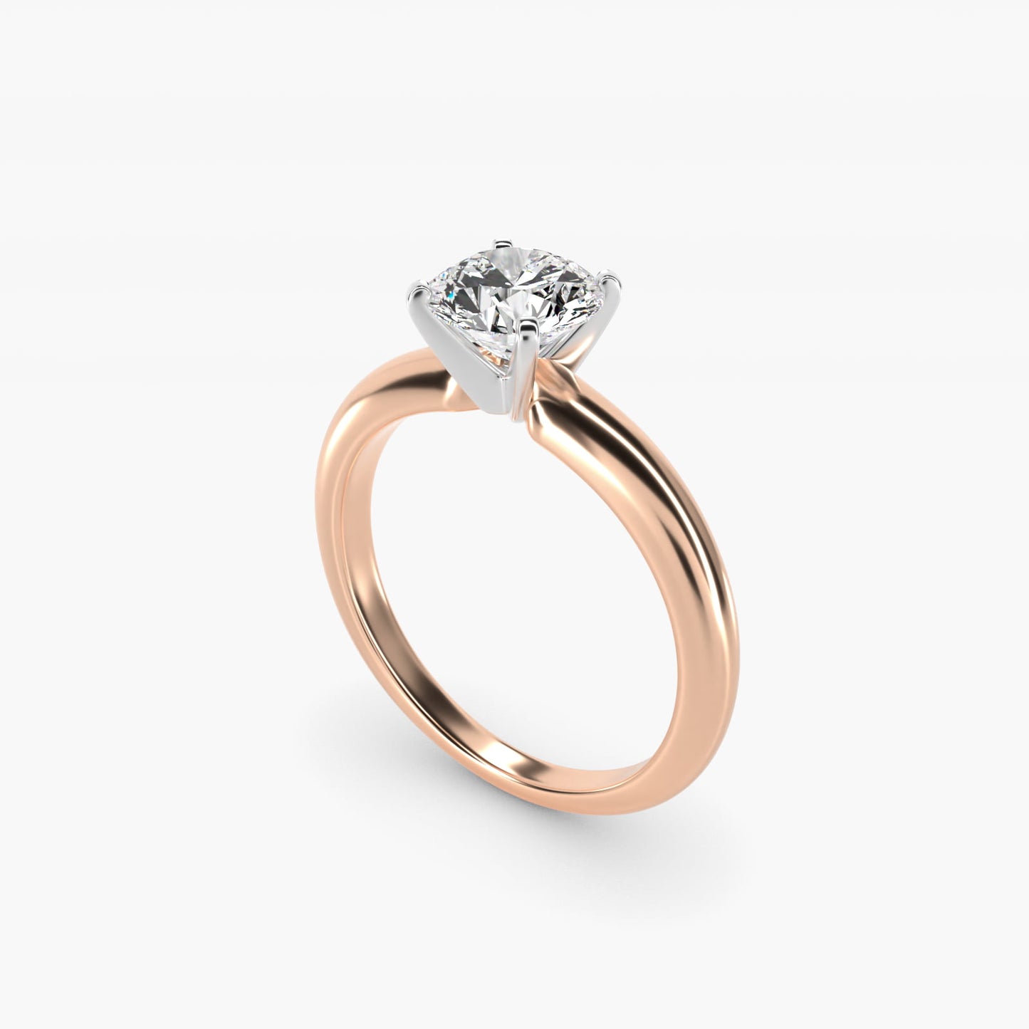Classic Simple Solitaire Engagement Ring in 14k Rose Gold - Round Center