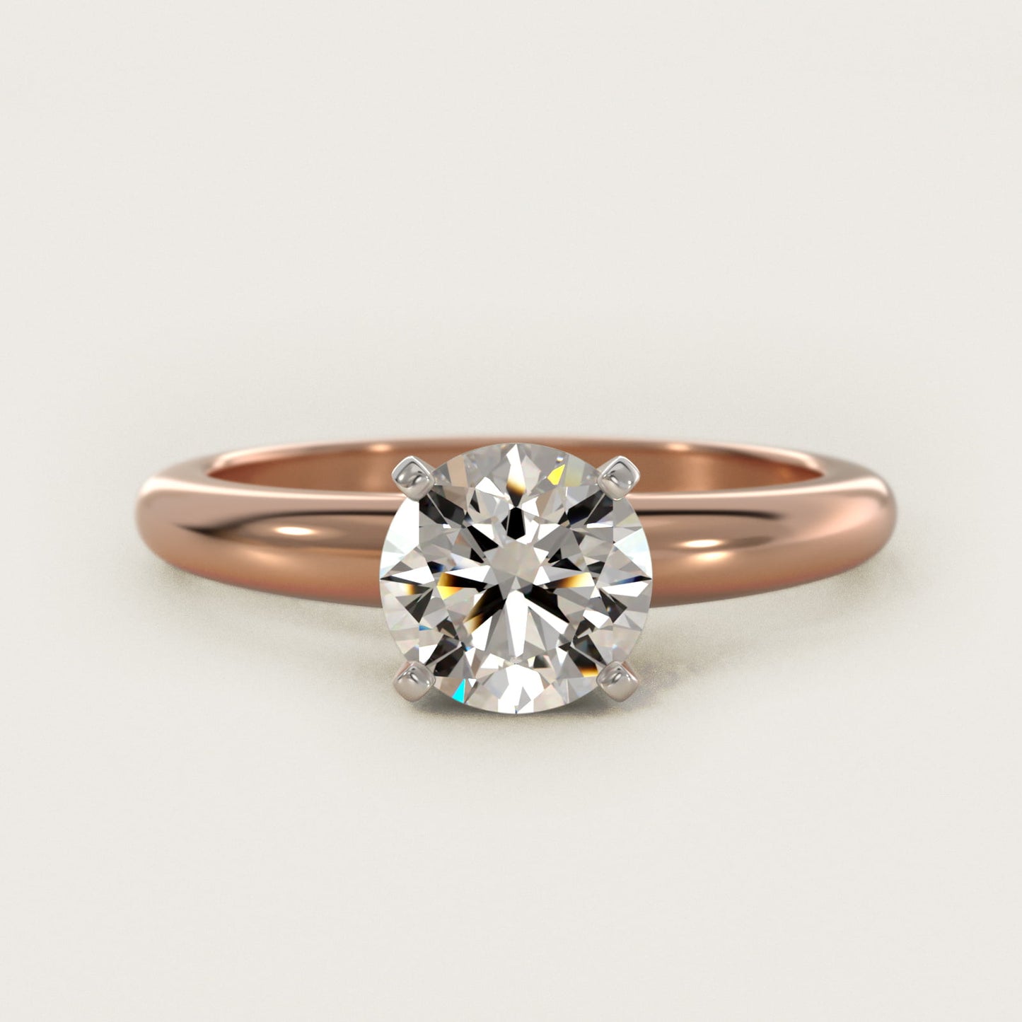 Classic Simple Solitaire Engagement Ring in 14k Rose Gold - Round Center
