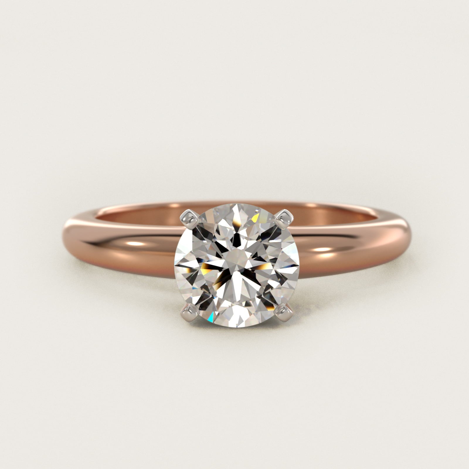 Classic Simple Solitaire Engagement Ring in 14k Rose Gold - Round Center