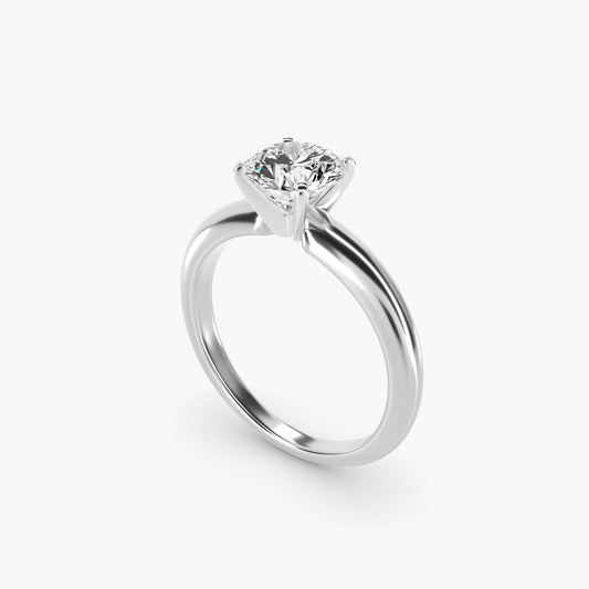 Classic Simple Solitaire Engagement Ring in 14k White Gold - Round Center