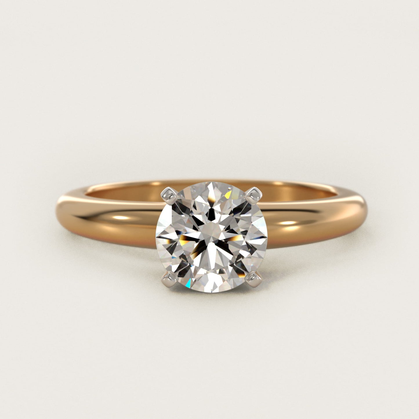 Classic Simple Solitaire Engagement Ring in 14K Yellow Gold - Round Center