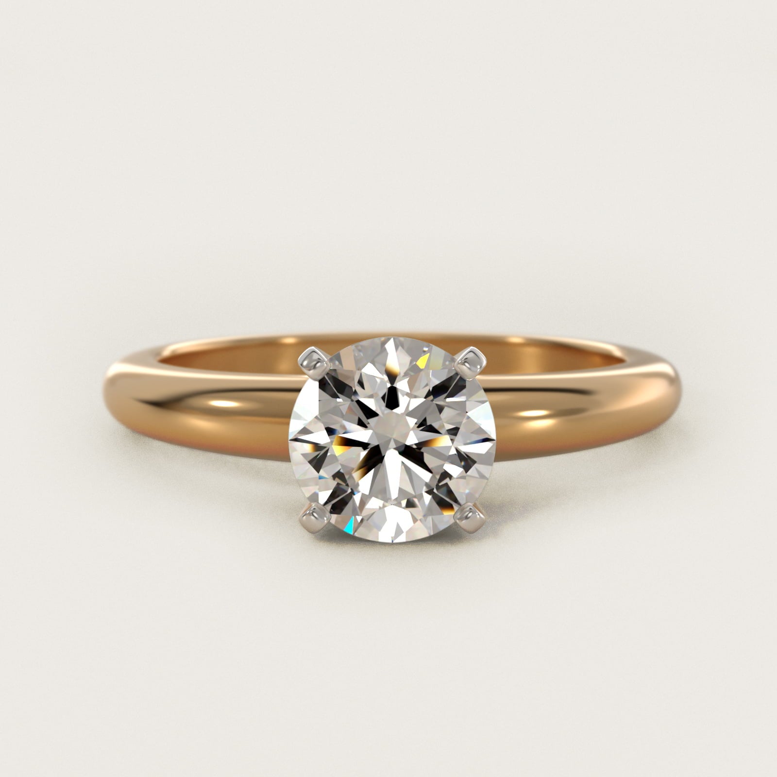 Classic Simple Solitaire Engagement Ring in 18k Yellow Gold - Round Center