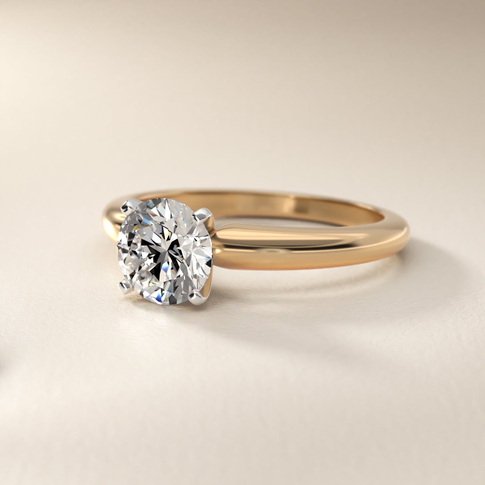 Classic Simple Solitaire Engagement Ring in 14K Yellow Gold - Round Center
