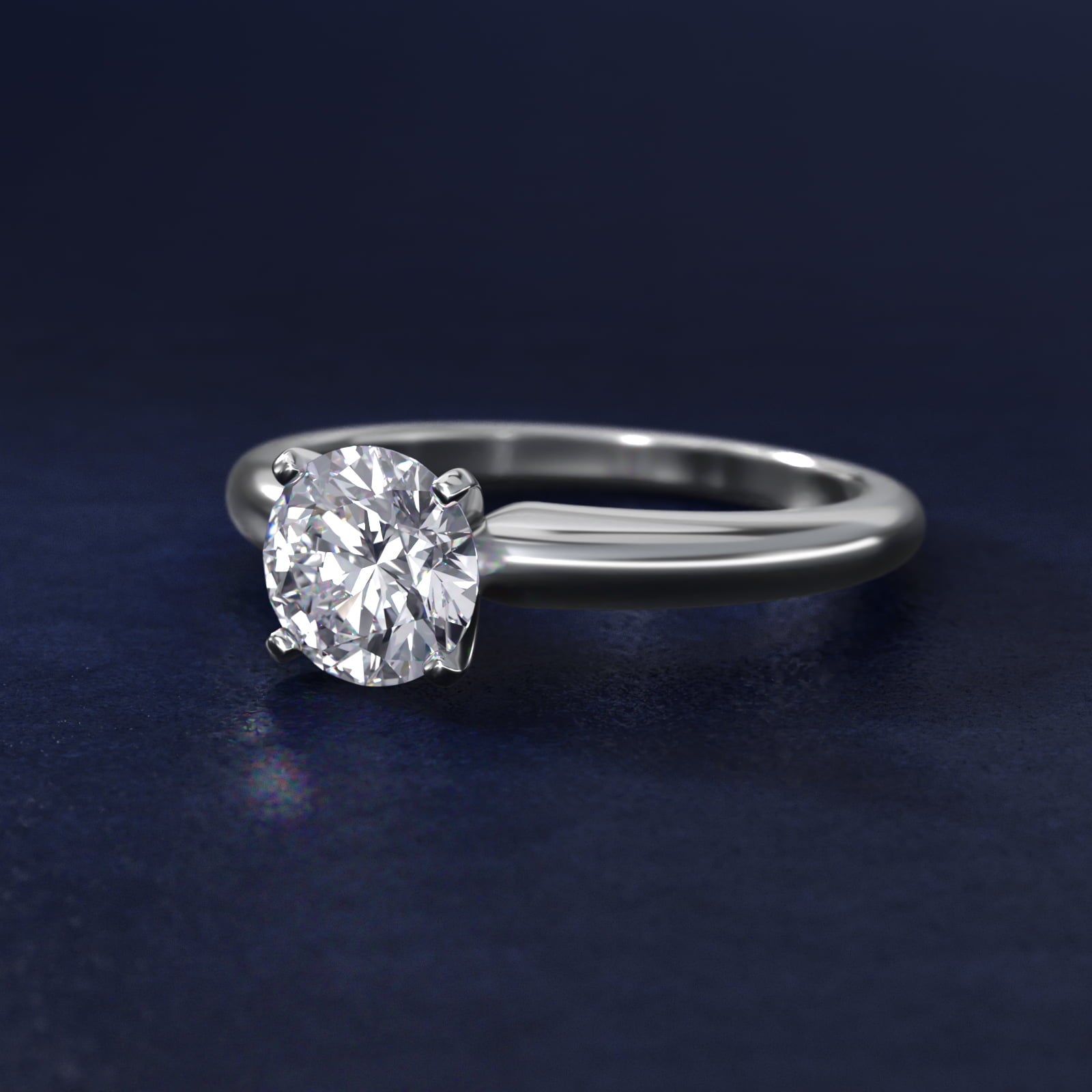 Classic Simple Solitaire Engagement Ring in Platinum - Round Center