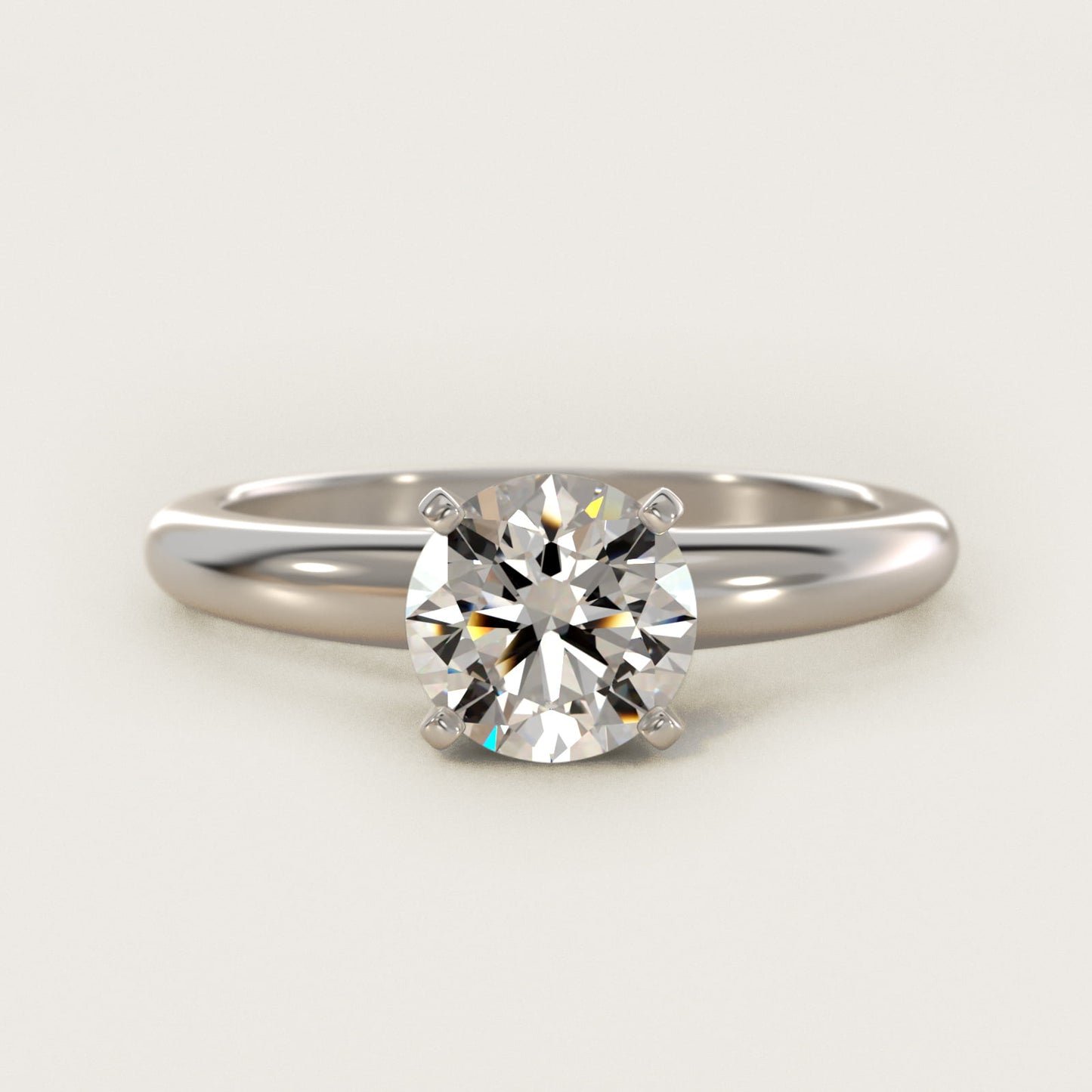 Classic Simple Solitaire Engagement Ring in Platinum - Round Center