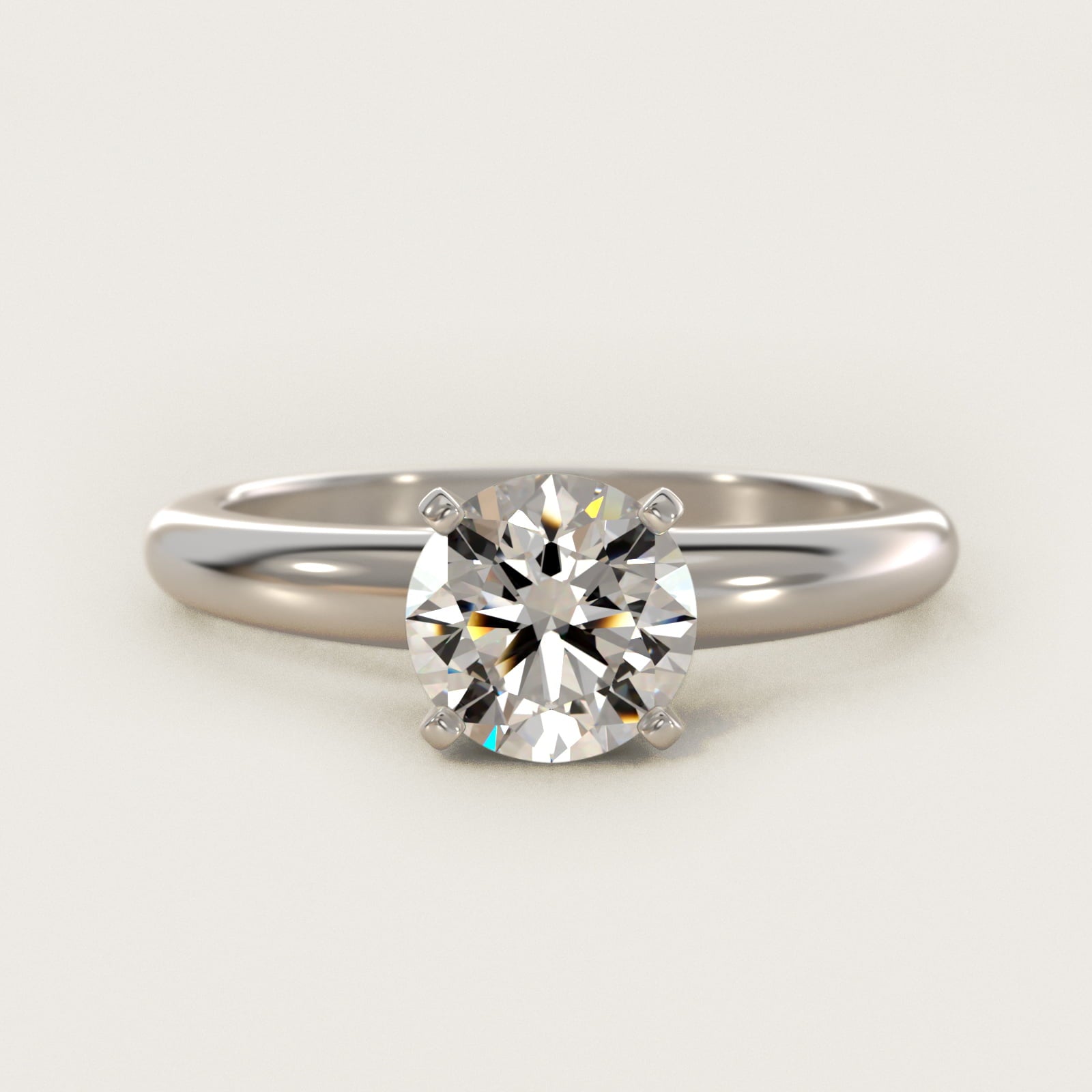 Classic Simple Solitaire Engagement Ring in Platinum - Round Center