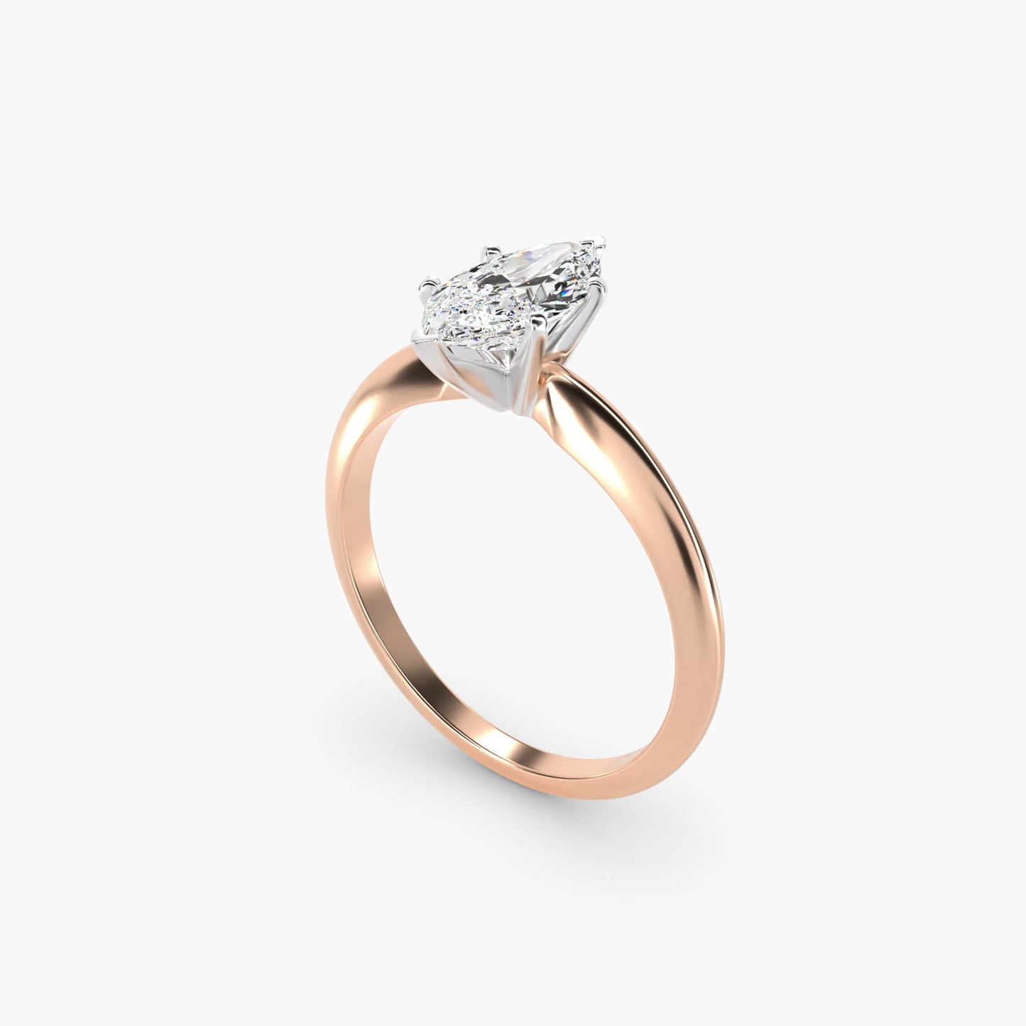 Classic Six-Prong Solitaire Engagement Ring in 14k Rose Gold - Marquise Center