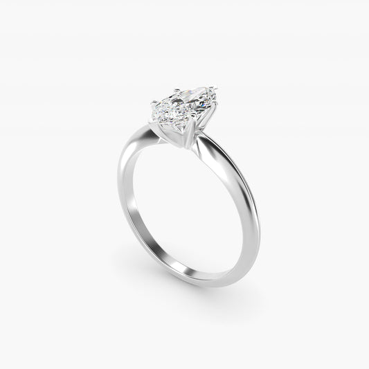Classic Six-Prong Solitaire Engagement Ring in 18k White Gold - Marquise Center