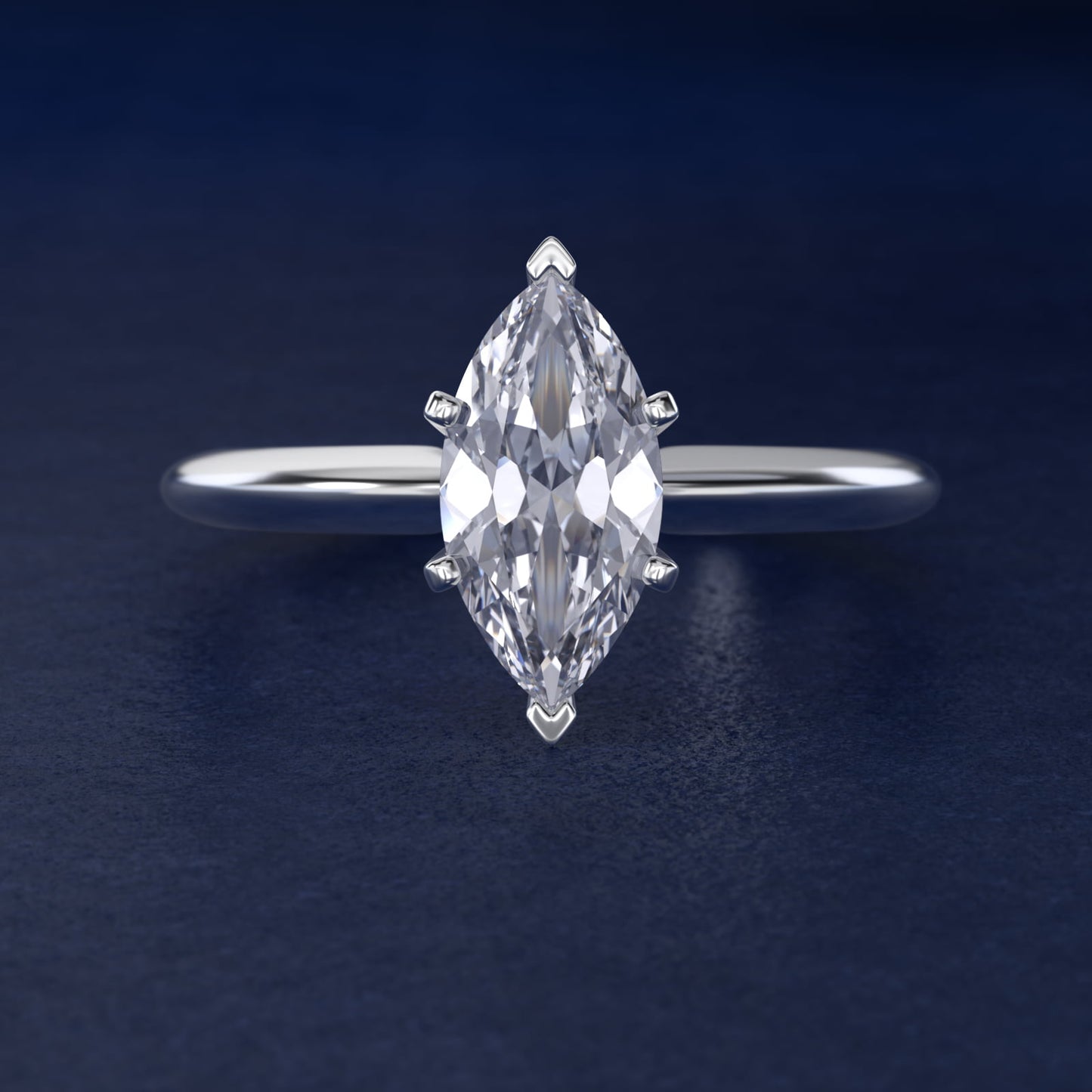 Classic Six-Prong Solitaire Engagement Ring in 14k White Gold - Marquise Center