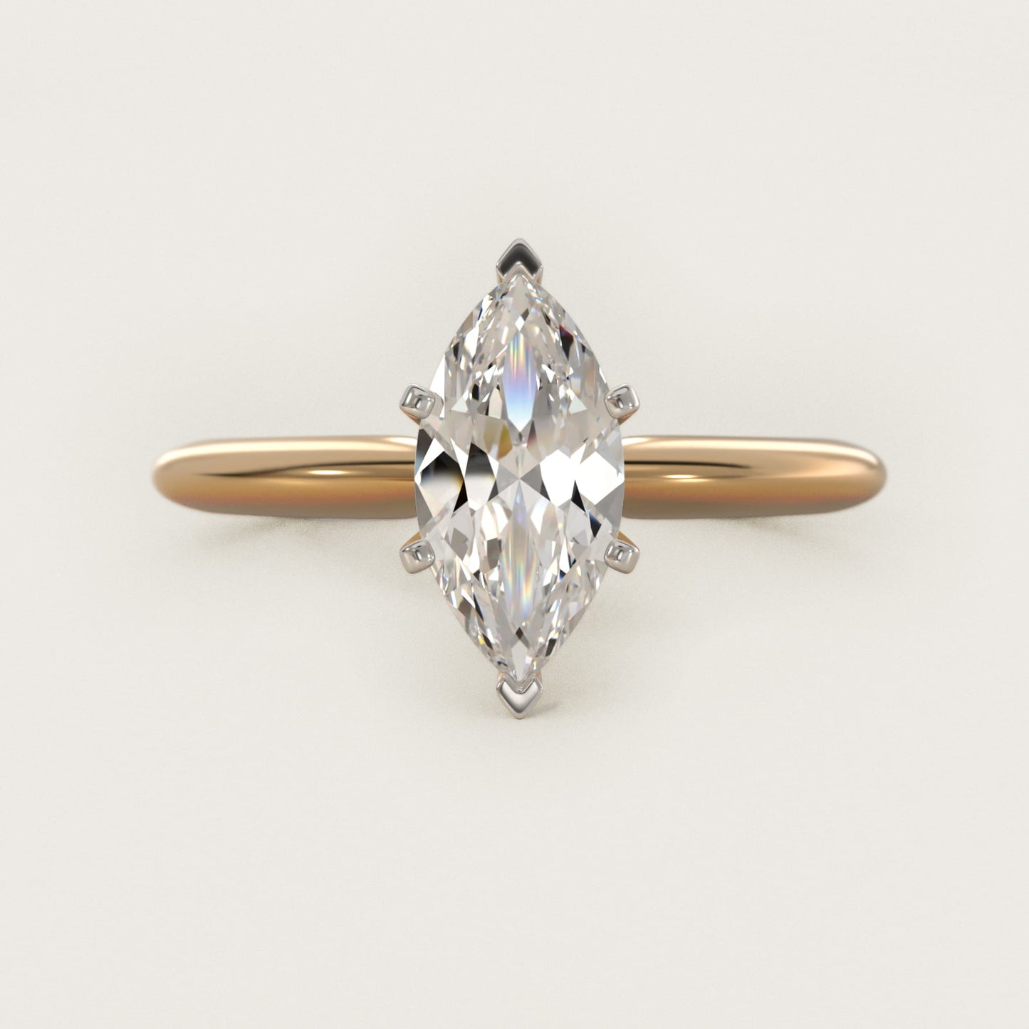 Classic Six-Prong Solitaire Engagement Ring in 18k Yellow Gold - Marquise Center