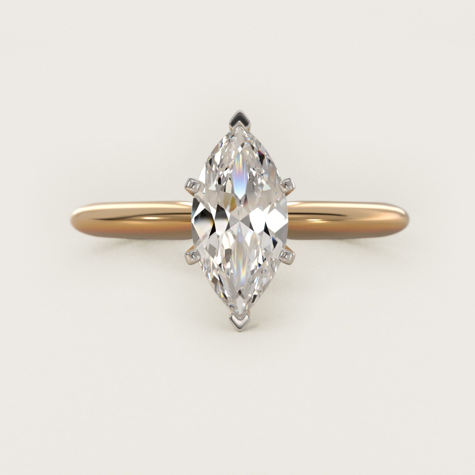 Classic Six-Prong Solitaire Engagement Ring in 18k Yellow Gold - Marquise Center
