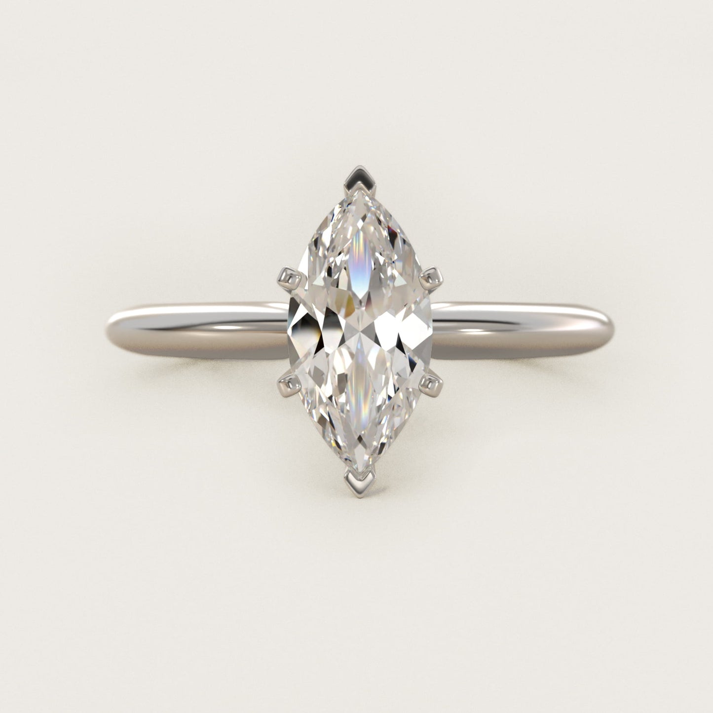 Classic Six-Prong Solitaire Engagement Ring in Platinum - Marquise Center
