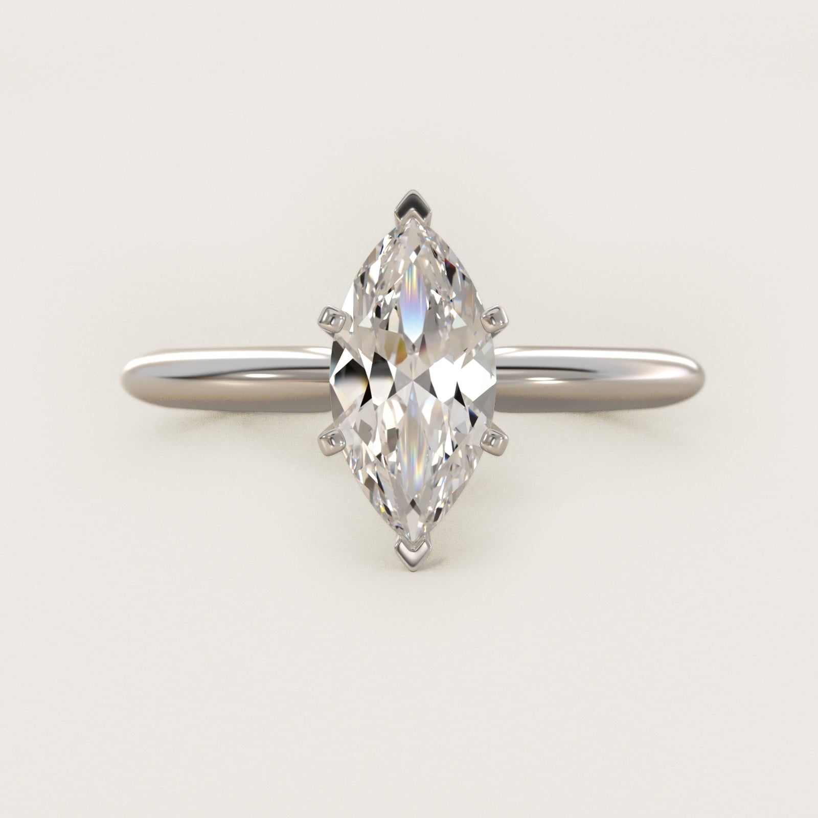 Classic Six-Prong Solitaire Engagement Ring in Platinum - Marquise Center