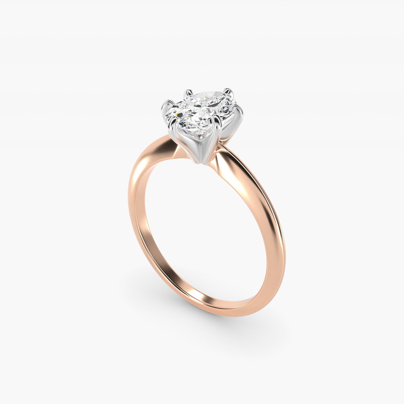 Classic Six-Prong Solitaire Engagement Ring in 14k Rose Gold - Oval Center