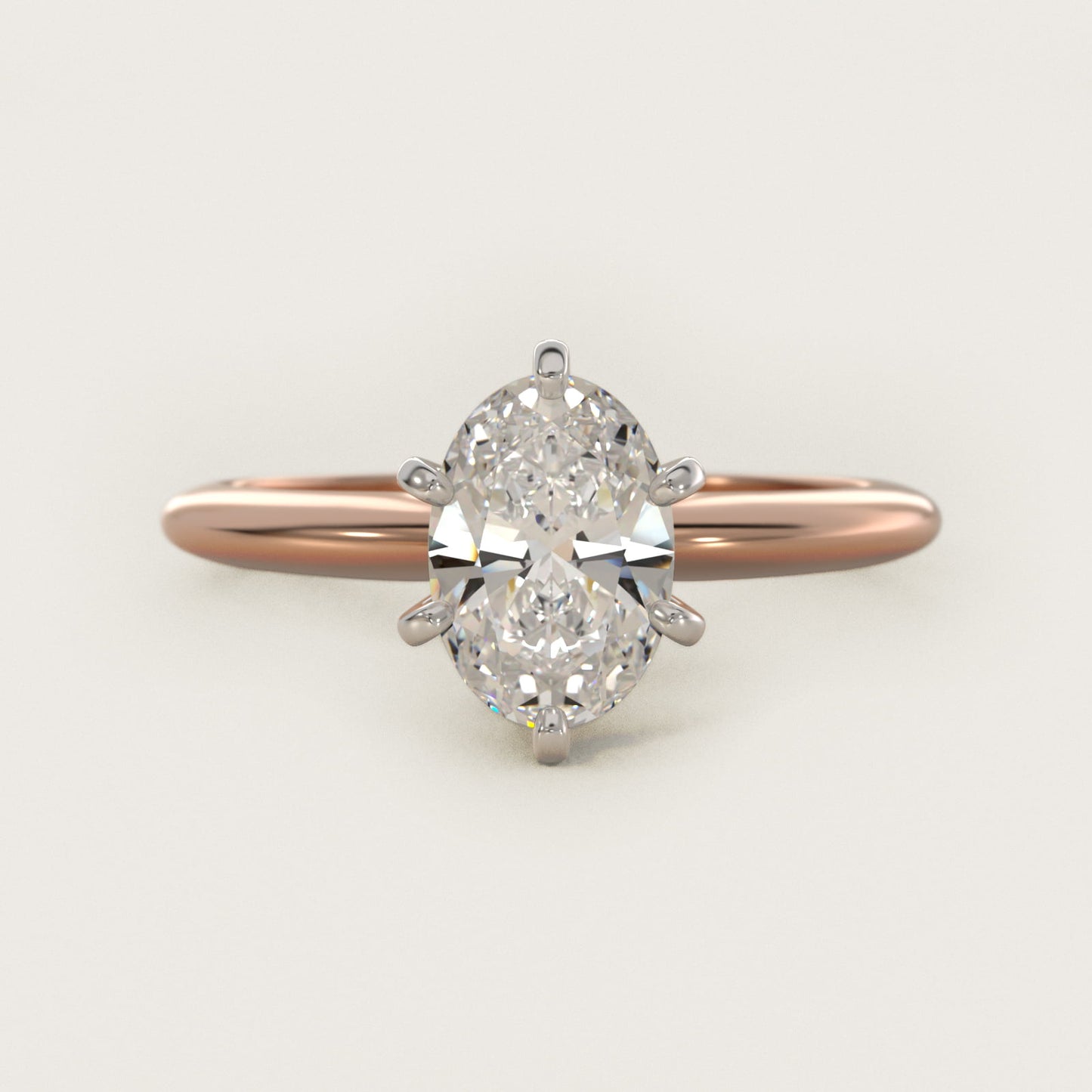 Classic Six-Prong Solitaire Engagement Ring in 14k Rose Gold - Oval Center