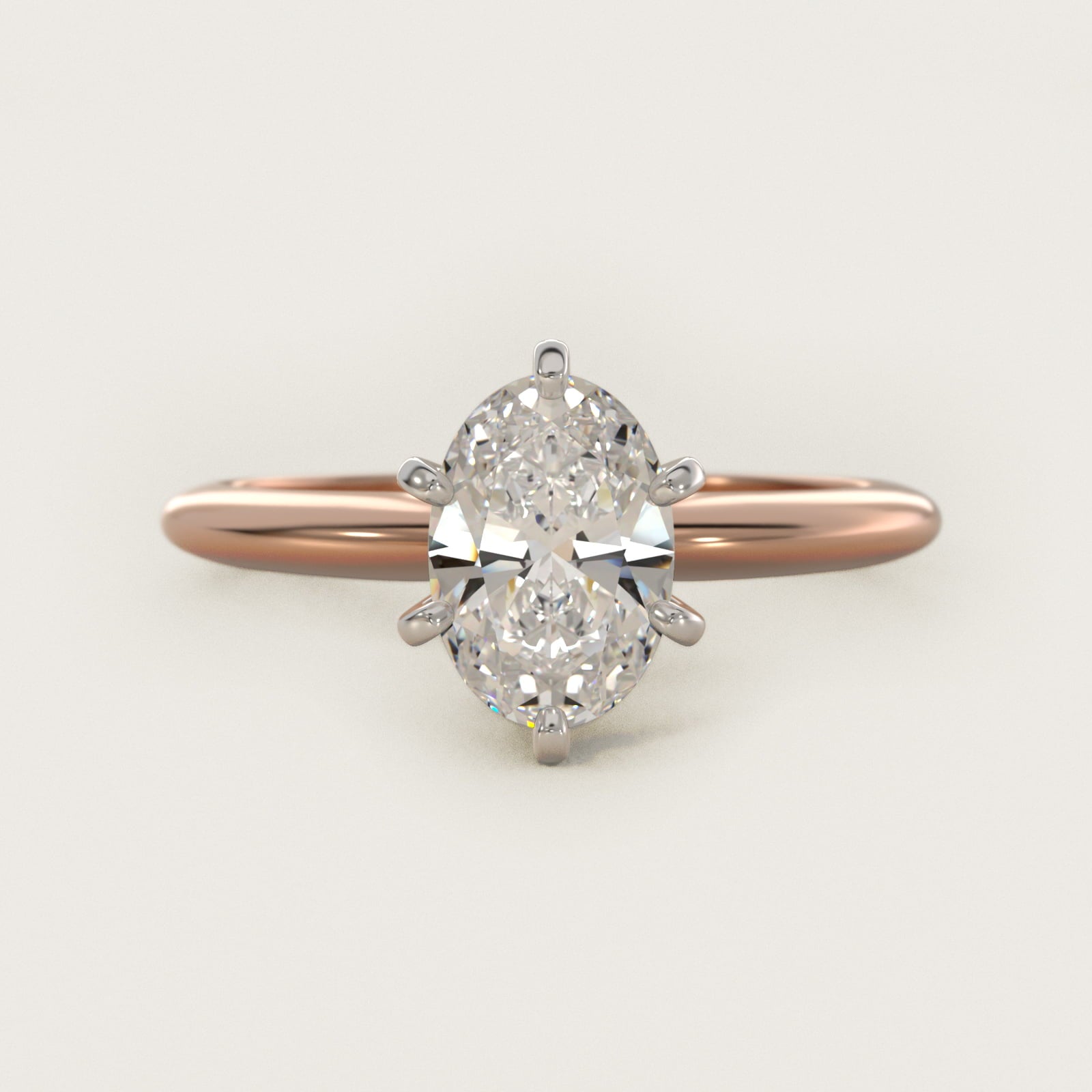 Classic Six-Prong Solitaire Engagement Ring in 18k Rose Gold - Oval Center