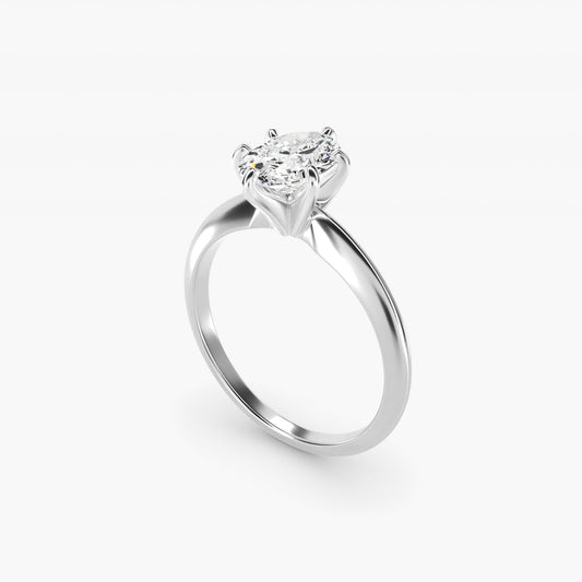 Classic Six-Prong Solitaire Engagement Ring in 14k White Gold - Oval Center