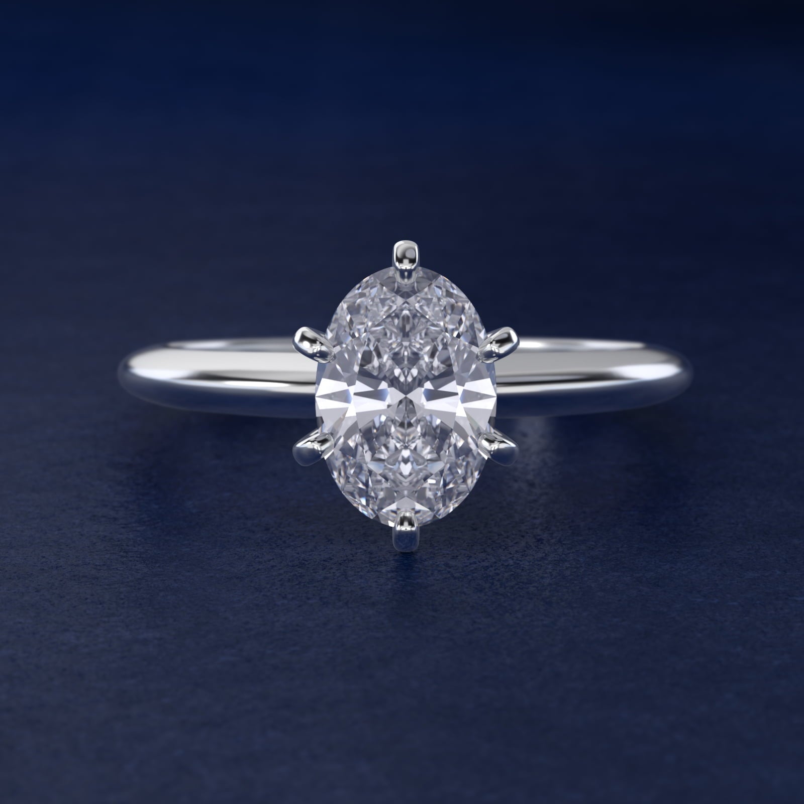 Classic Six-Prong Solitaire Engagement Ring in 14k White Gold - Oval Center