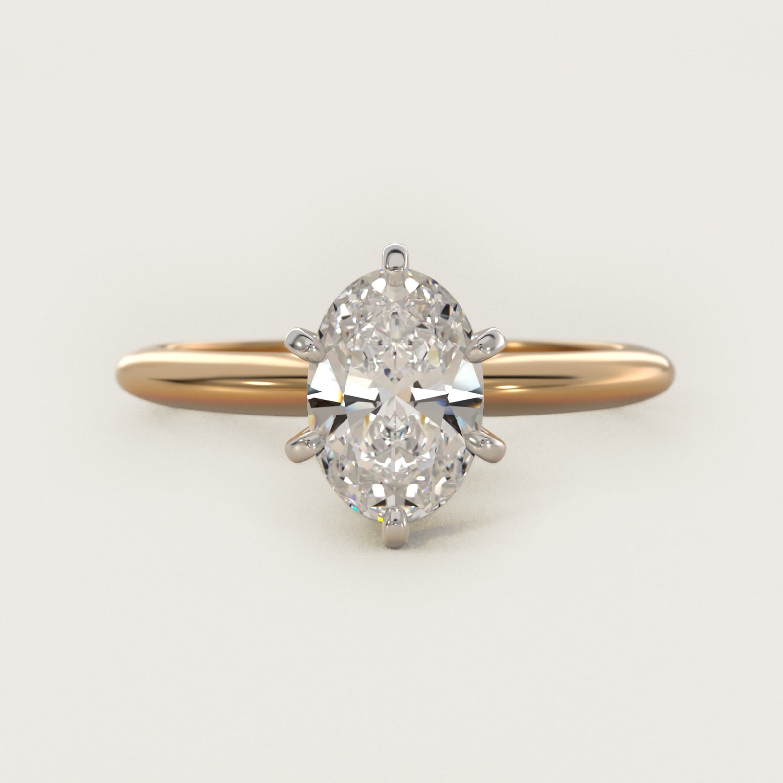 Classic Six-Prong Solitaire Engagement Ring in 18k Yellow Gold - Oval Center