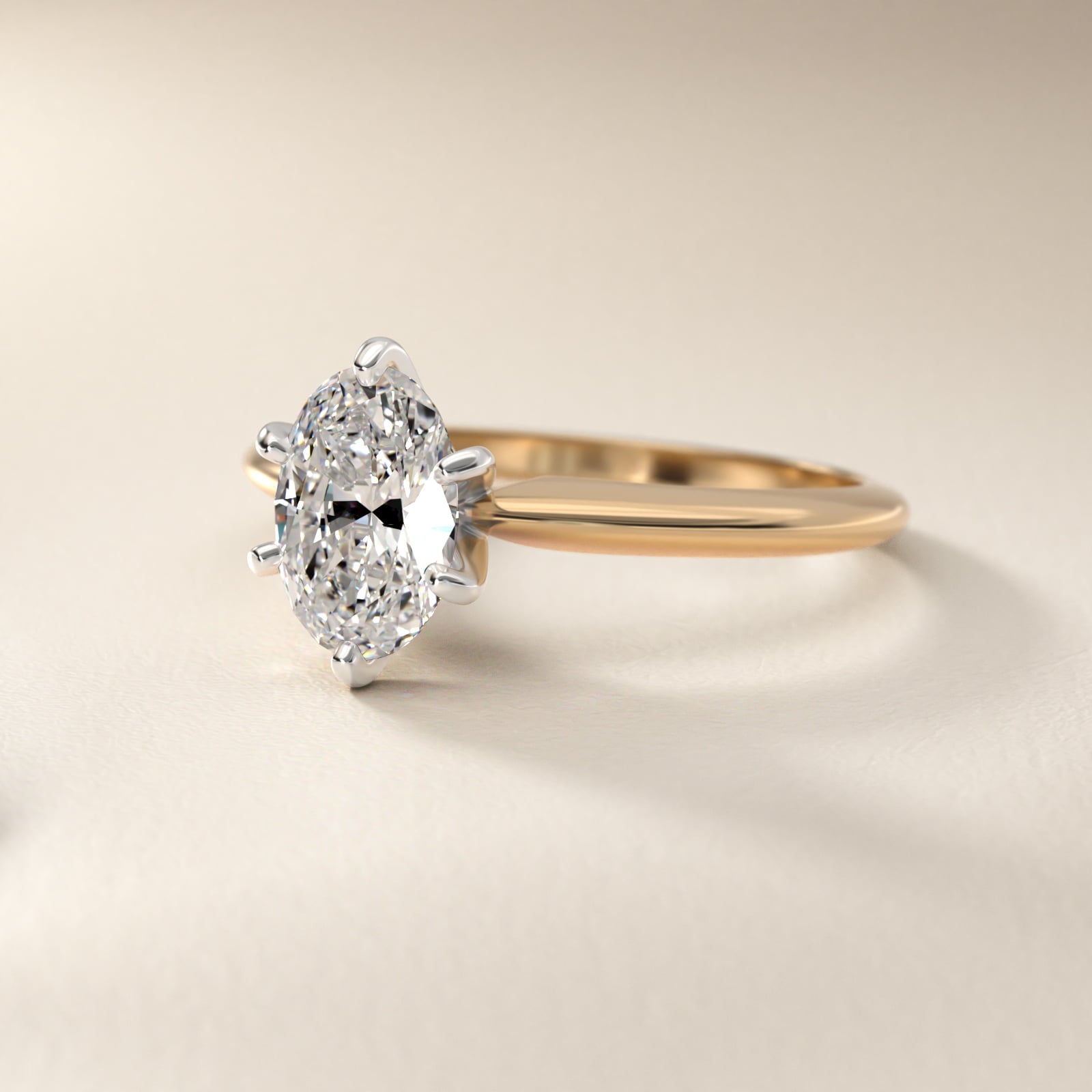 Classic Six-Prong Solitaire Engagement Ring in 14K Yellow Gold - Oval Center
