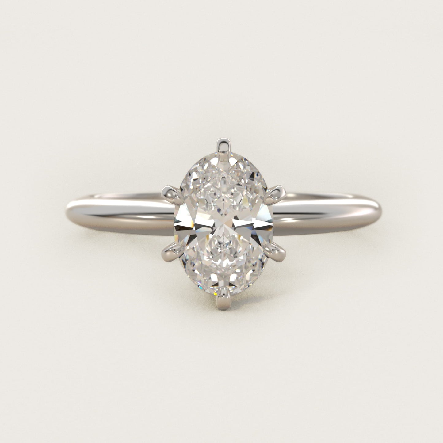 Classic Six-Prong Solitaire Engagement Ring in Platinum - Oval Center