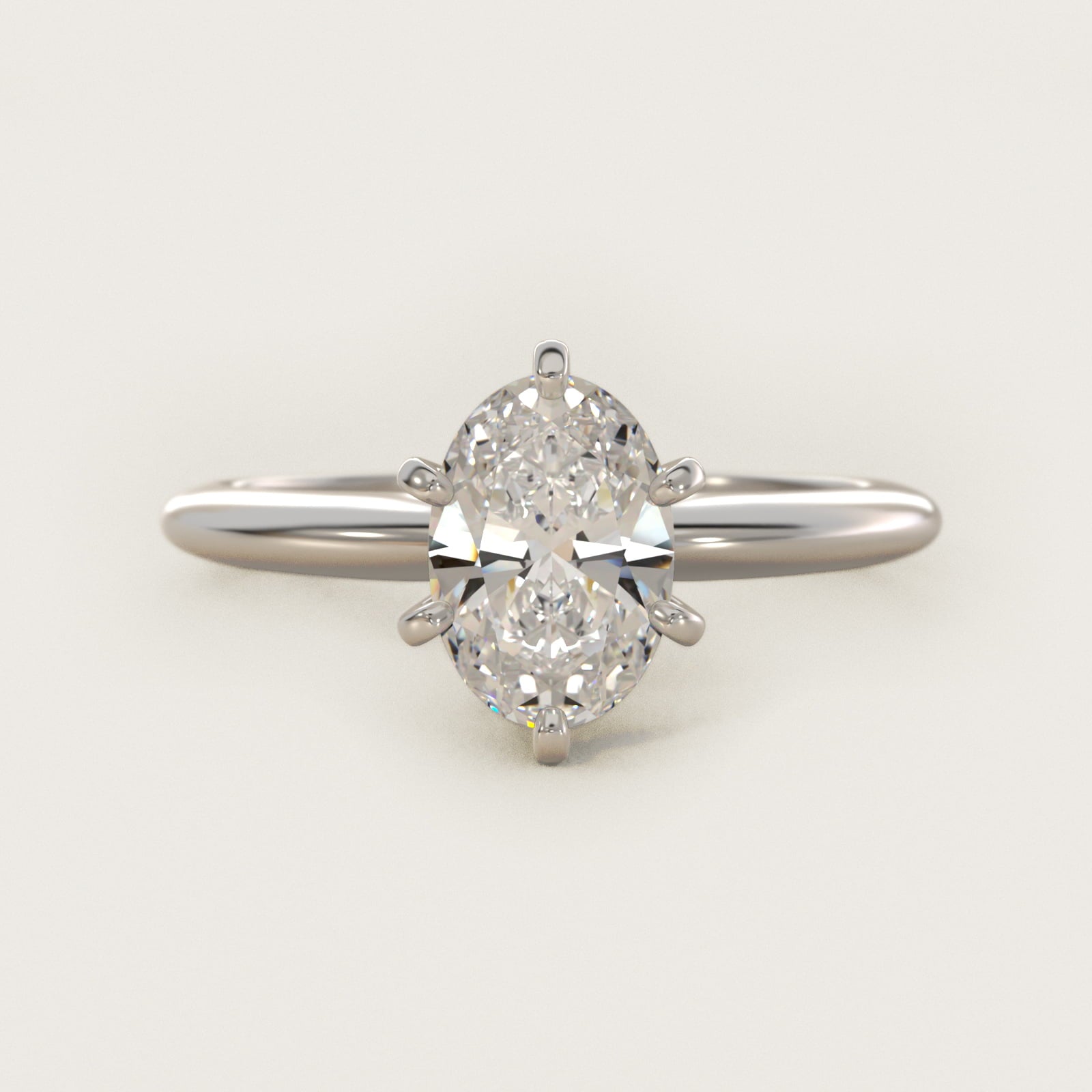 Classic Six-Prong Solitaire Engagement Ring in Platinum - Oval Center