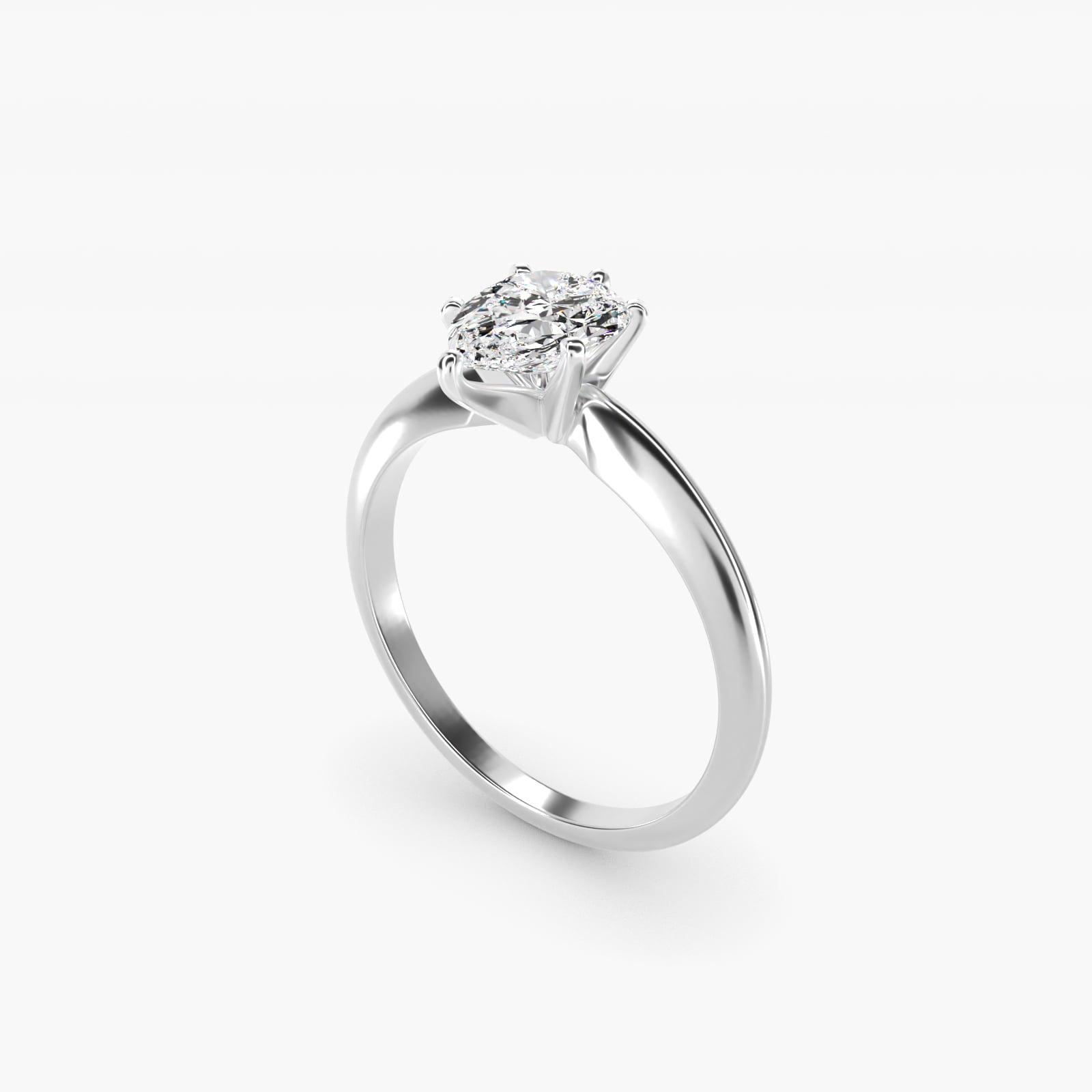 Classic Six-Prong Solitaire Engagement Ring in 18k White Gold - Pear Center