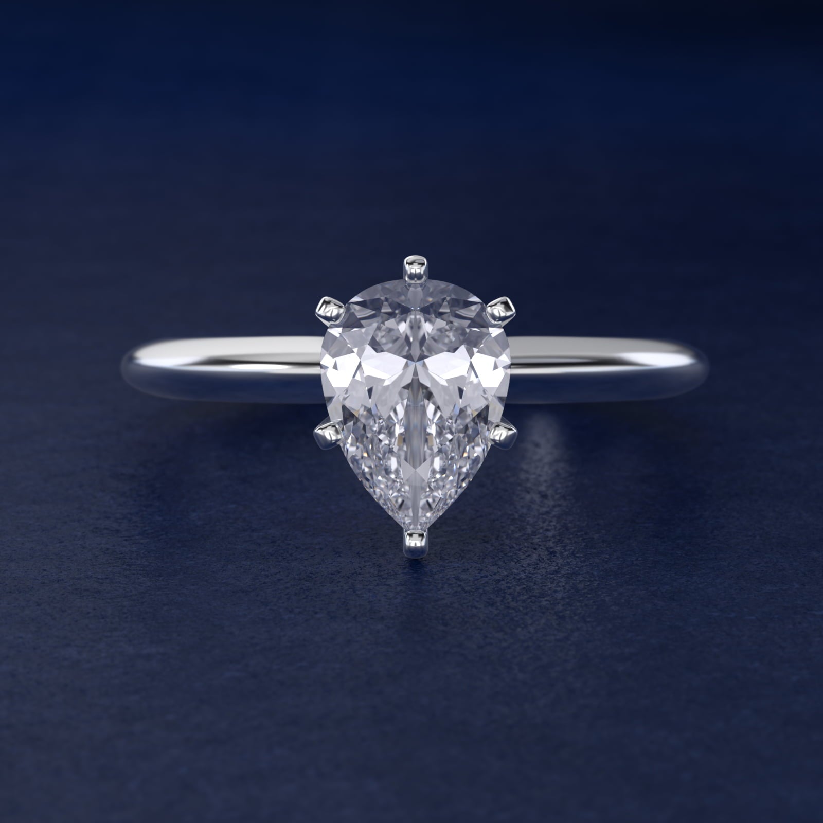 Classic Six-Prong Solitaire Engagement Ring in 18k White Gold - Pear Center