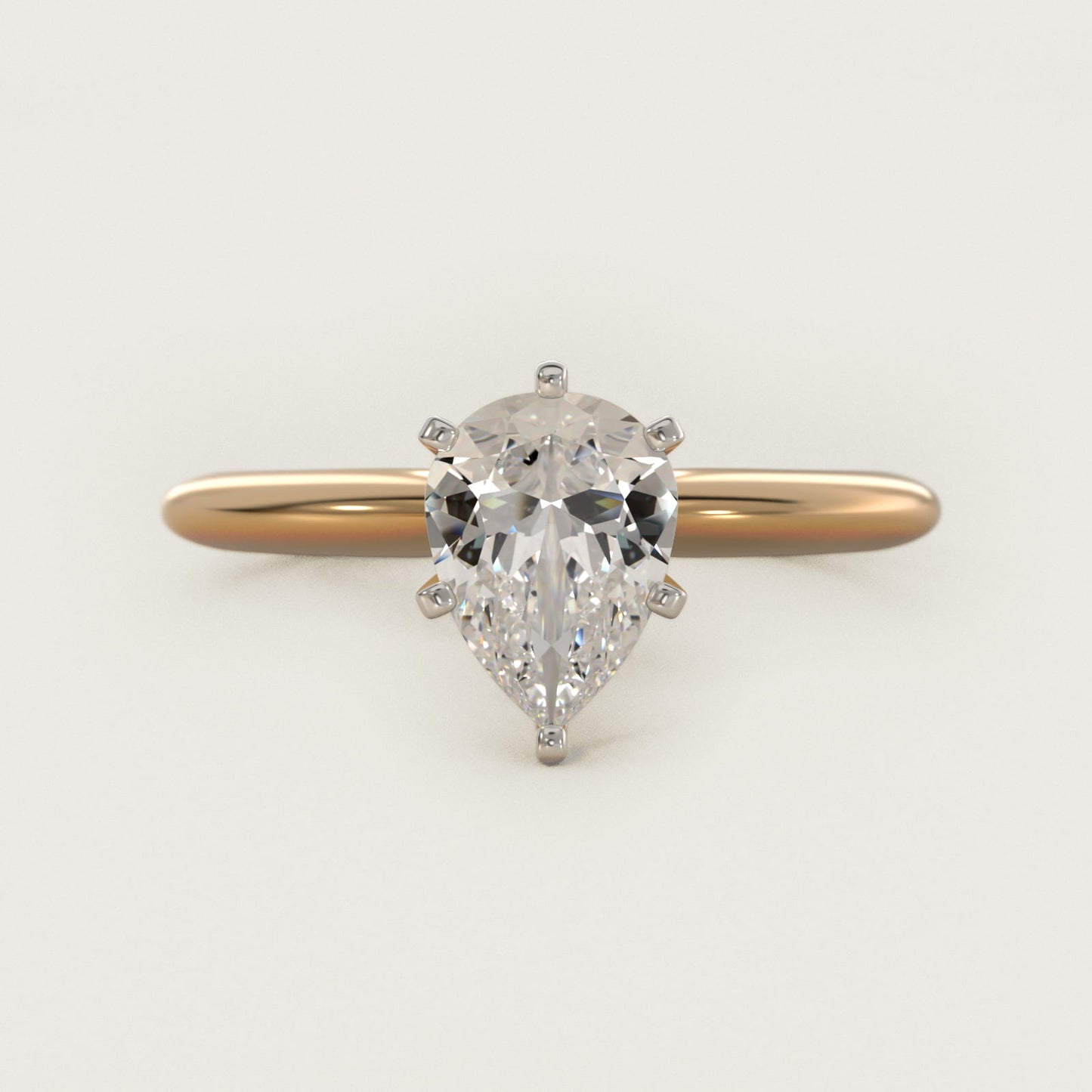 Classic Six-Prong Solitaire Engagement Ring in 14K Yellow Gold - Pear Center