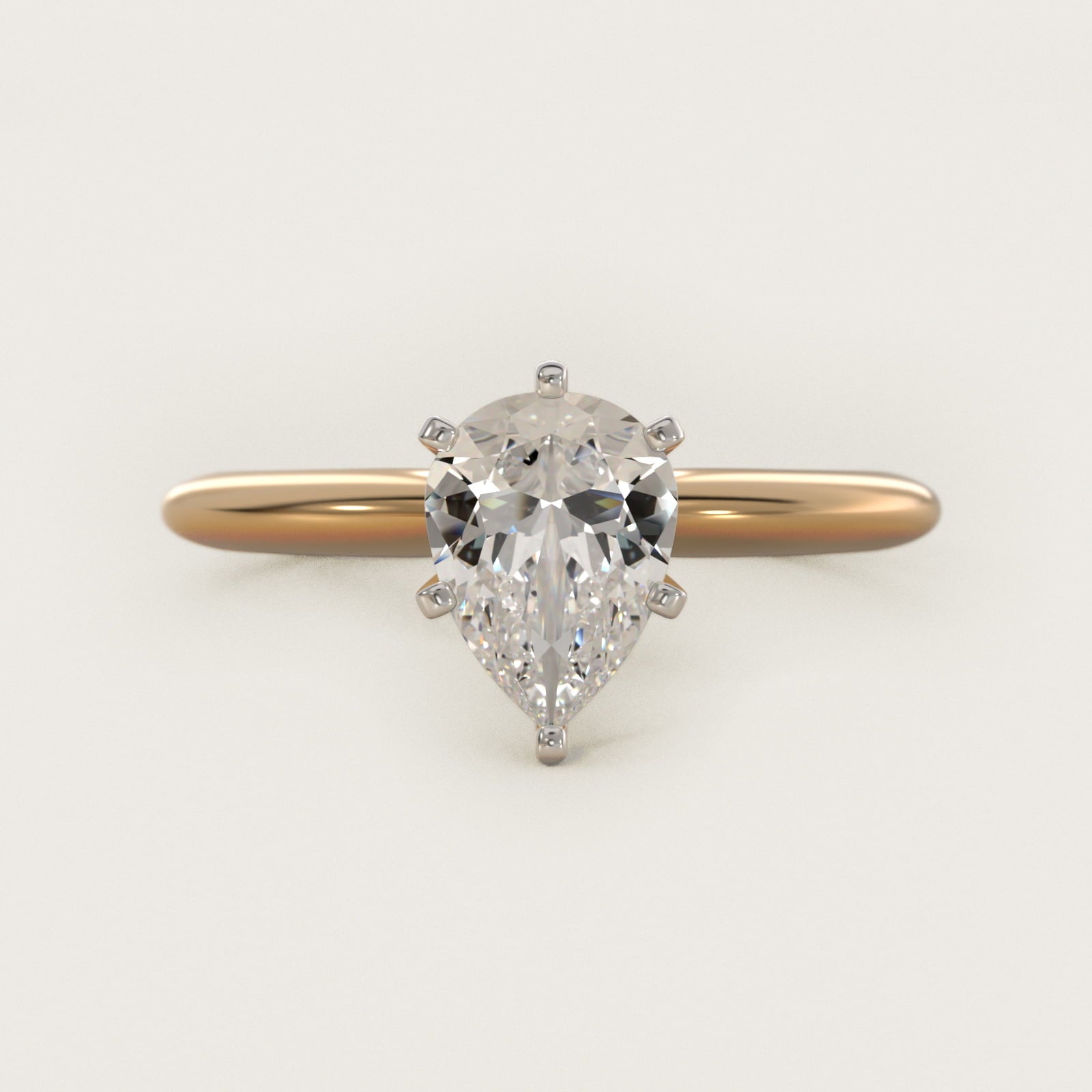 Classic Six-Prong Solitaire Engagement Ring in 18k Yellow Gold - Pear Center