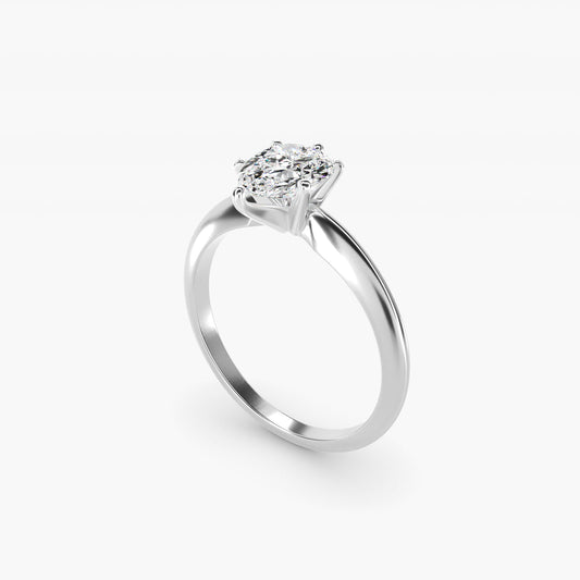 Classic Six-Prong Solitaire Engagement Ring in Platinum - Pear Center