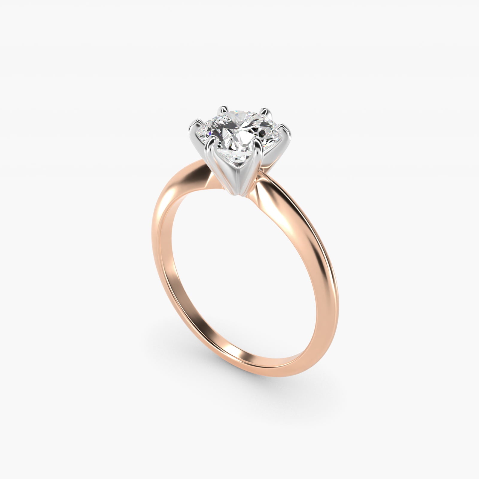 Classic Six-Prong Solitaire Engagement Ring in 18k Rose Gold - Round Center